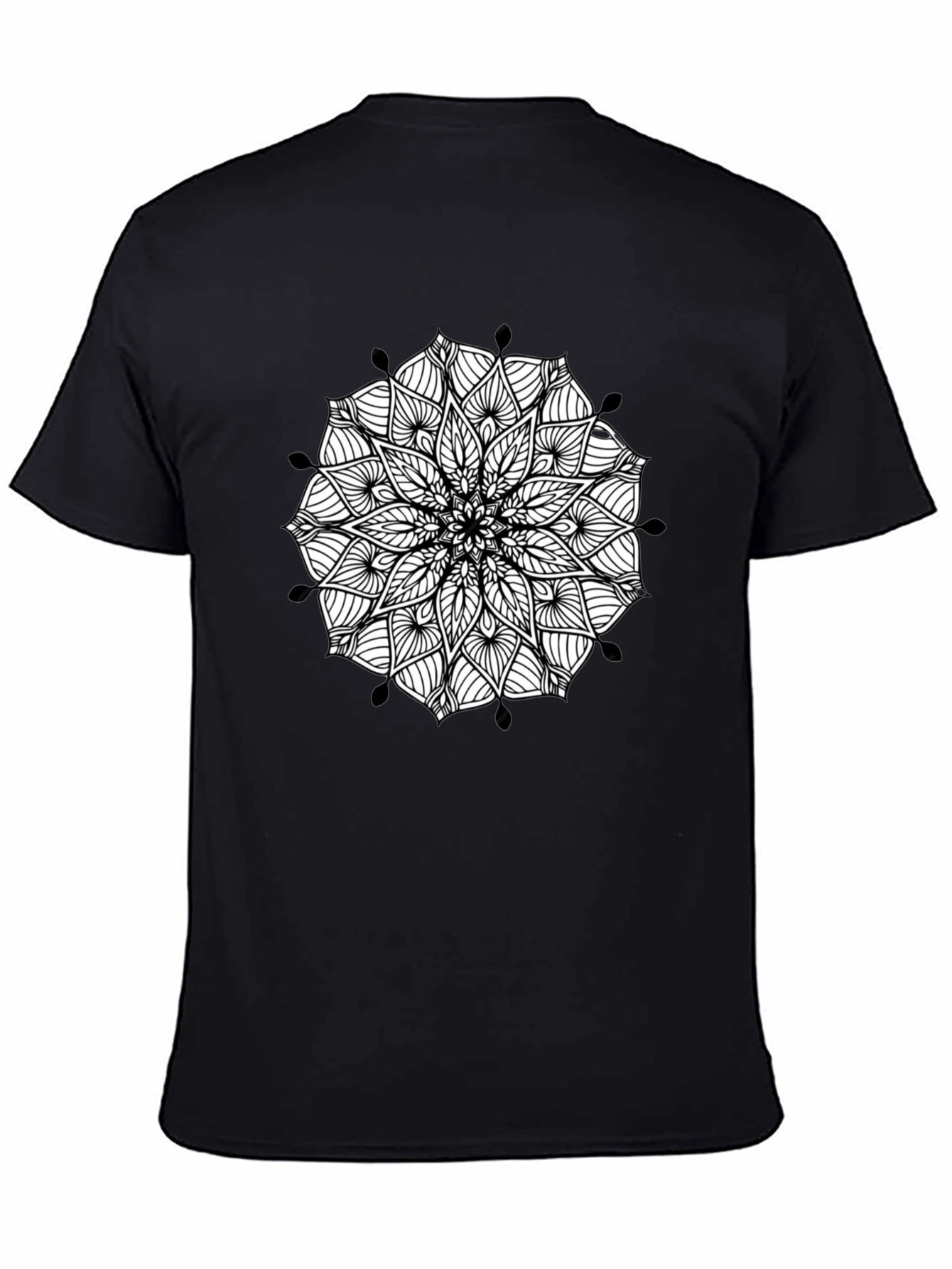 Black Black Mandala Print Men's Tee view 4