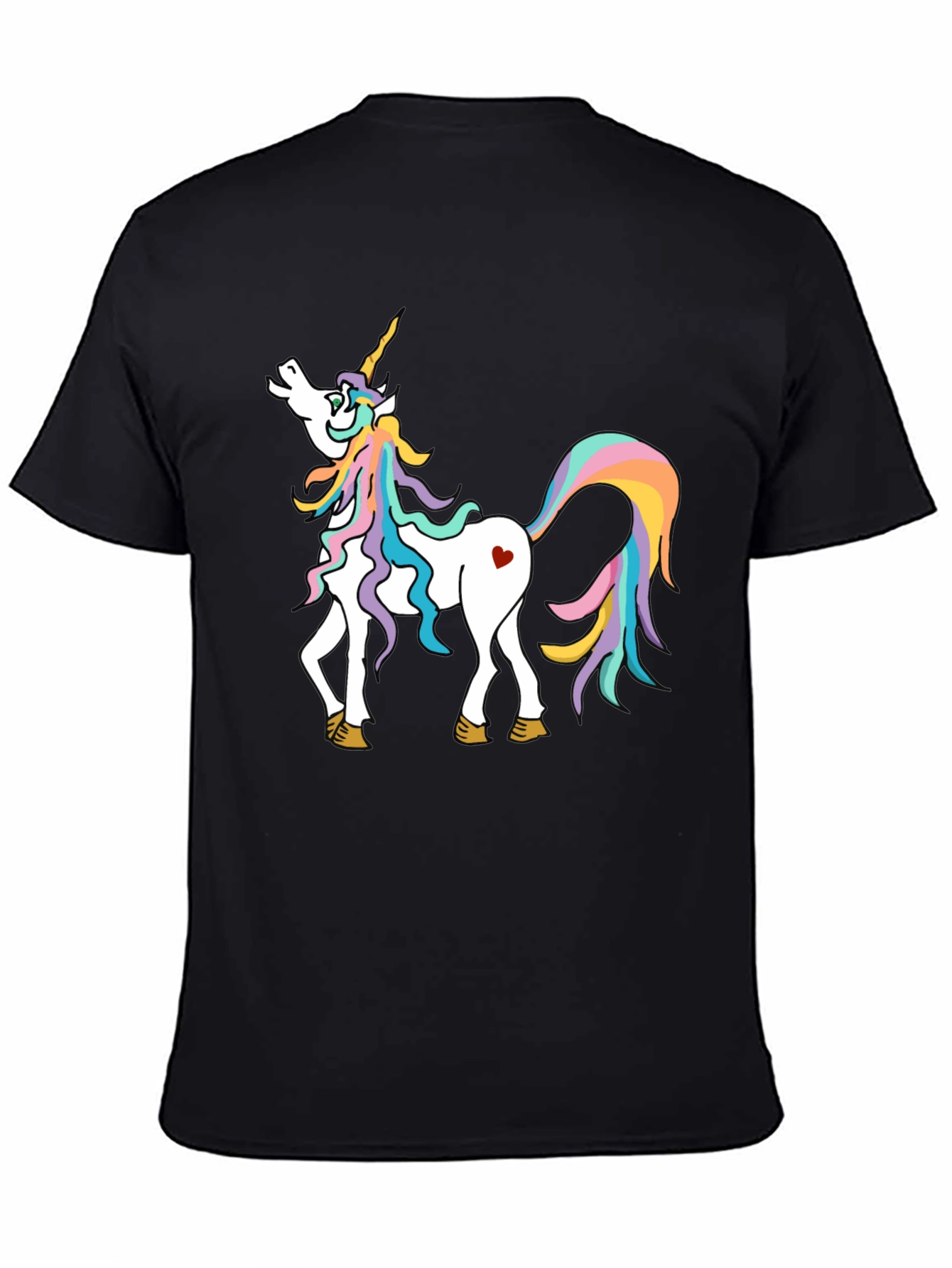 Black Unicorn Graphic Tee - Magical Rainbow Horse Shirt view 4