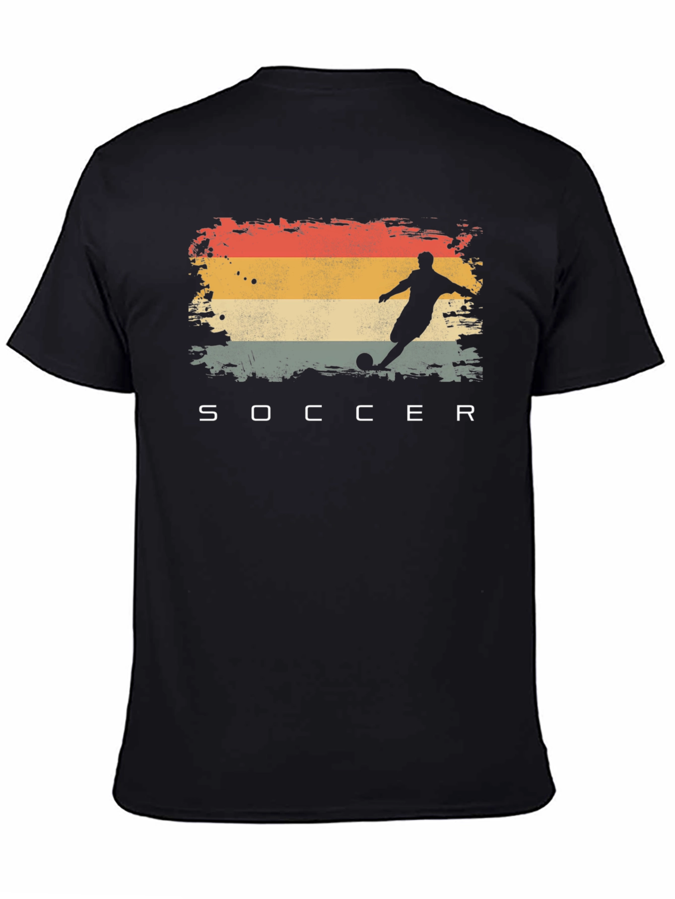 Black Retro Soccer Player Graphic T-Shirt view 4