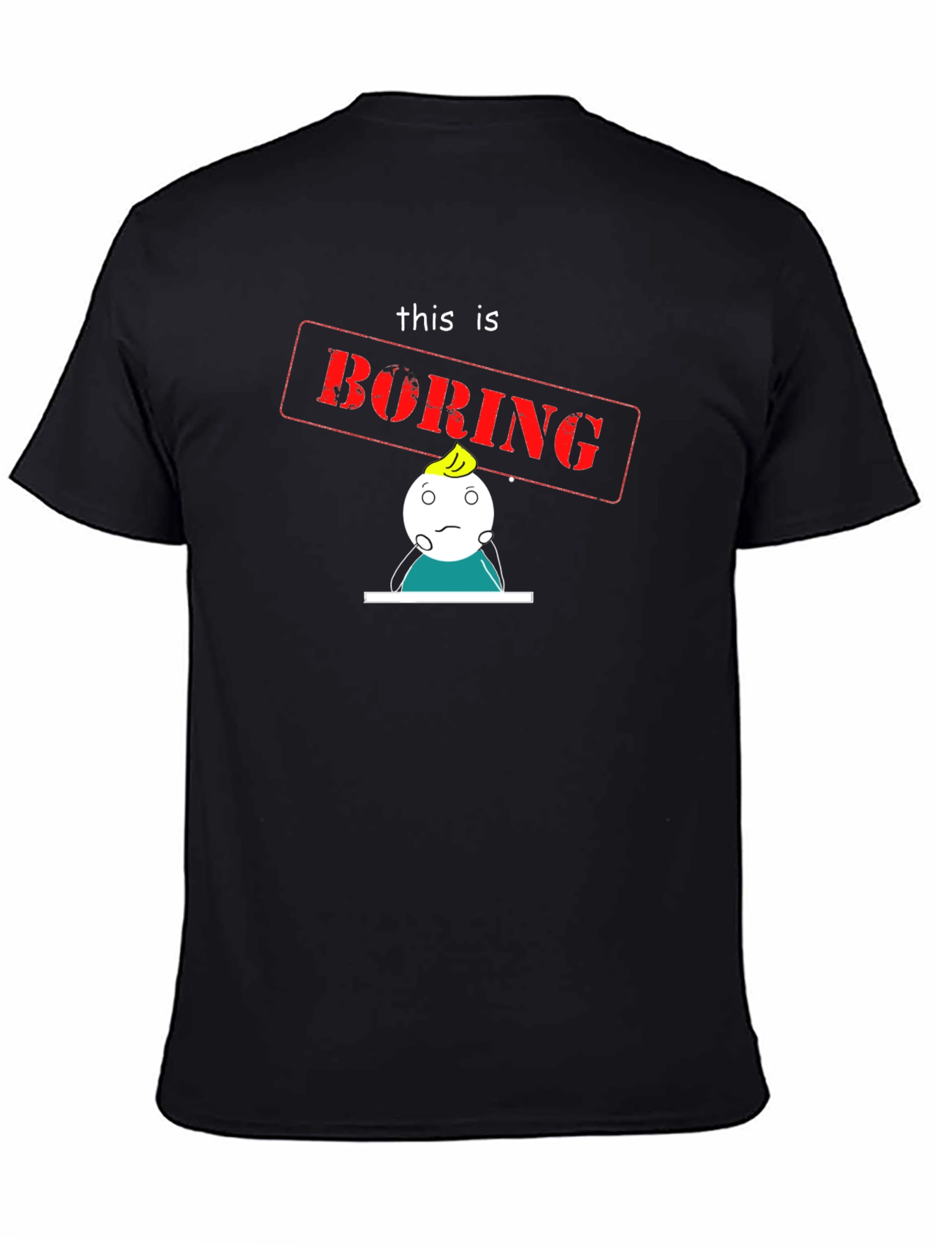 Black Boring Graphic Tee - Black Cotton T-Shirt view 4