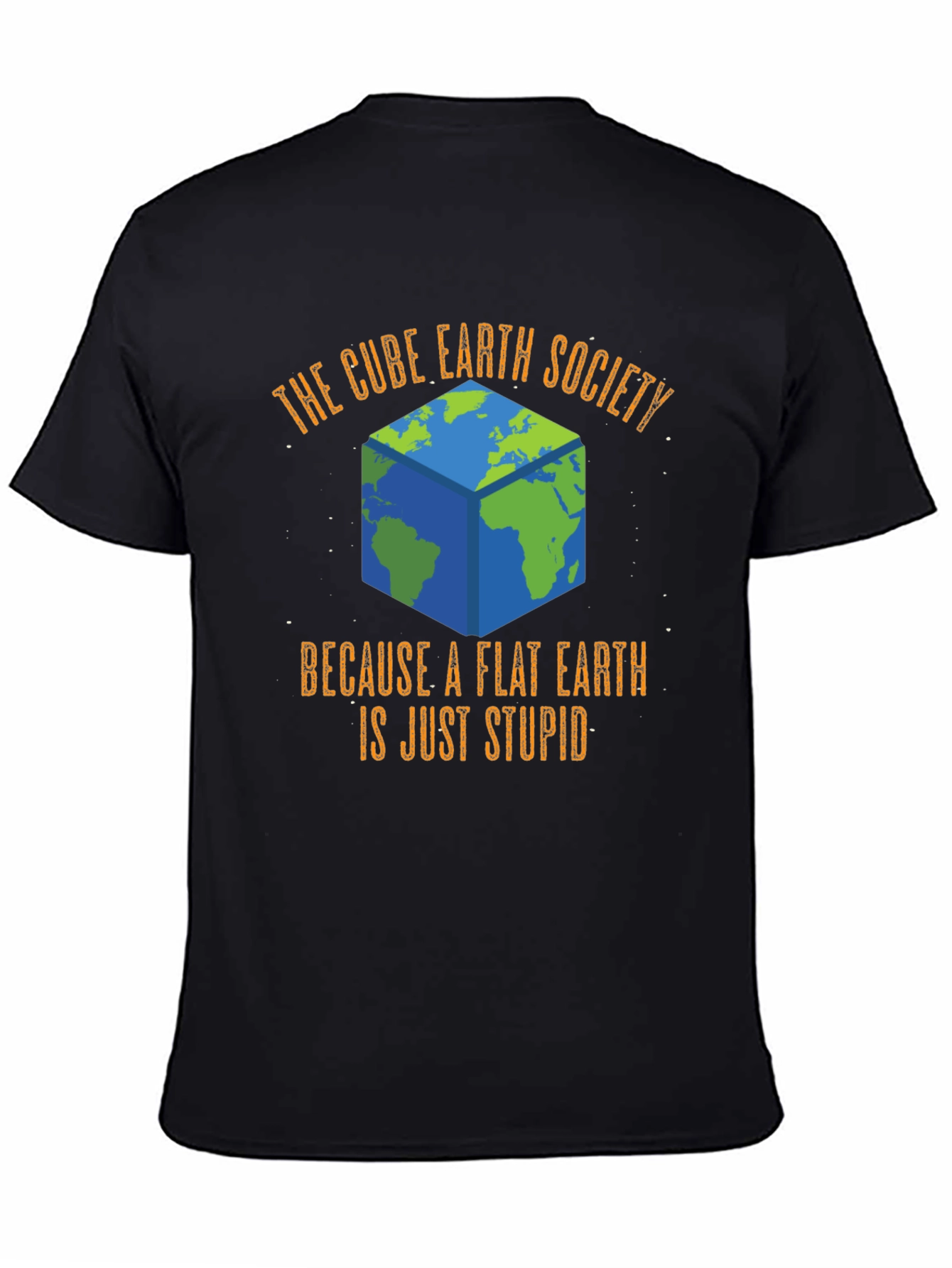 Black Cube Earth Society T-Shirt - Funny Flat Earth Conspiracy Tee view 4