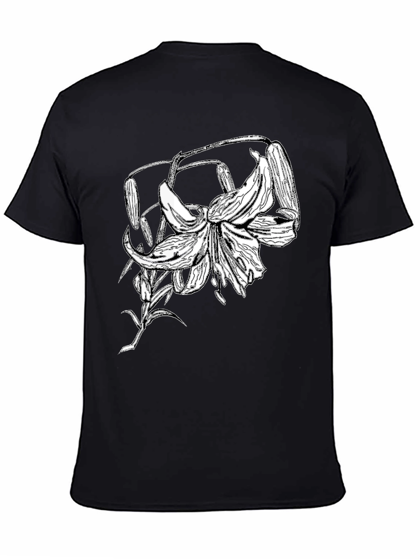 Black Floral Graphic T-Shirt - Black Casual Tee view 4