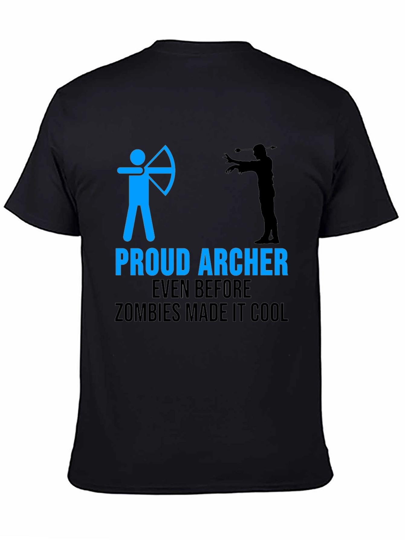 Black Proud Archer Zombie Funny T-Shirt view 4