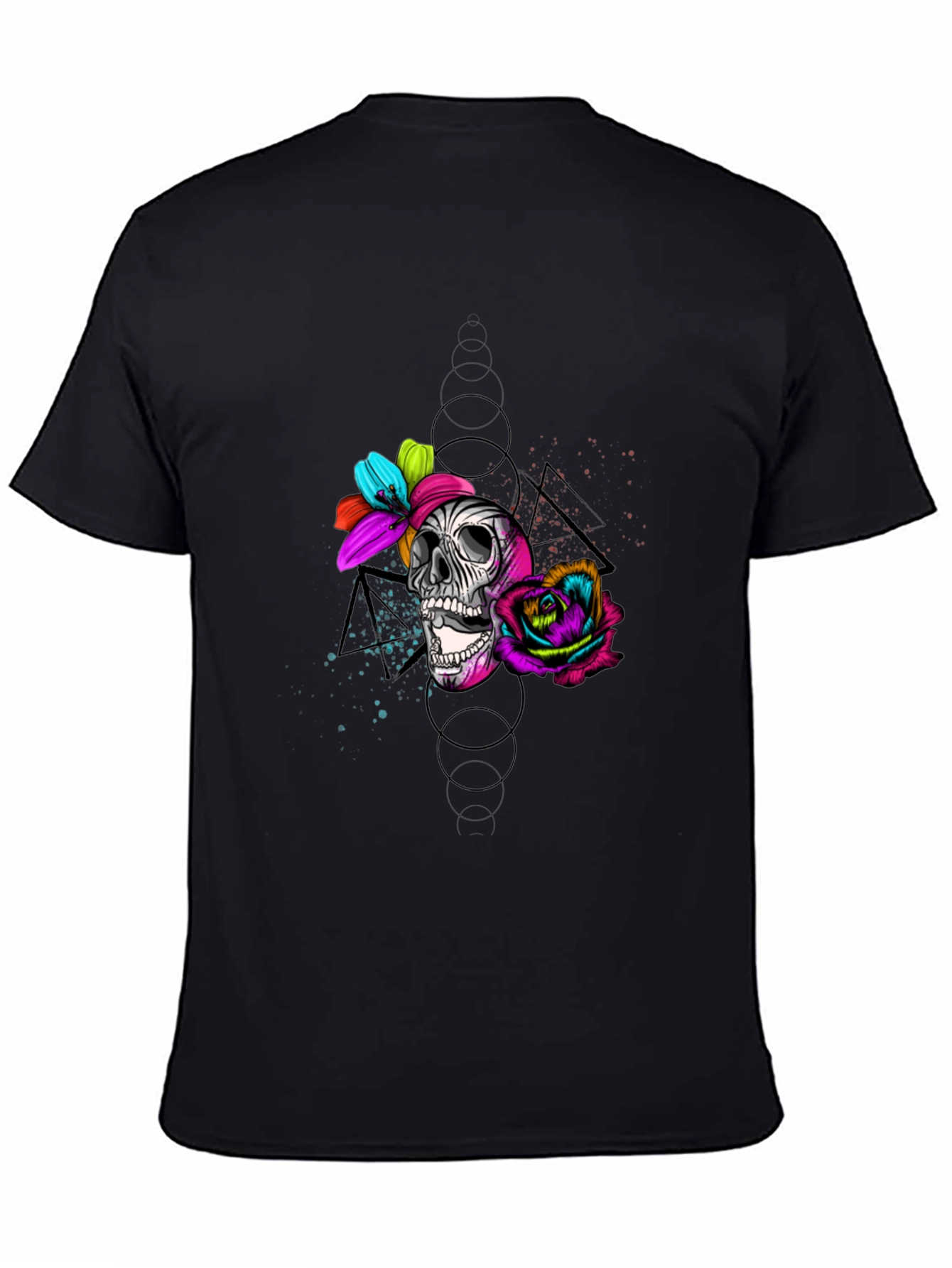 Black Skull & Roses Graphic Tee - Edgy Style view 4