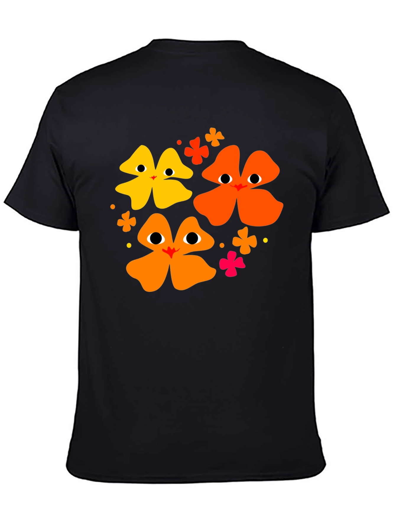 Black Floral Face Black T-Shirt view 4