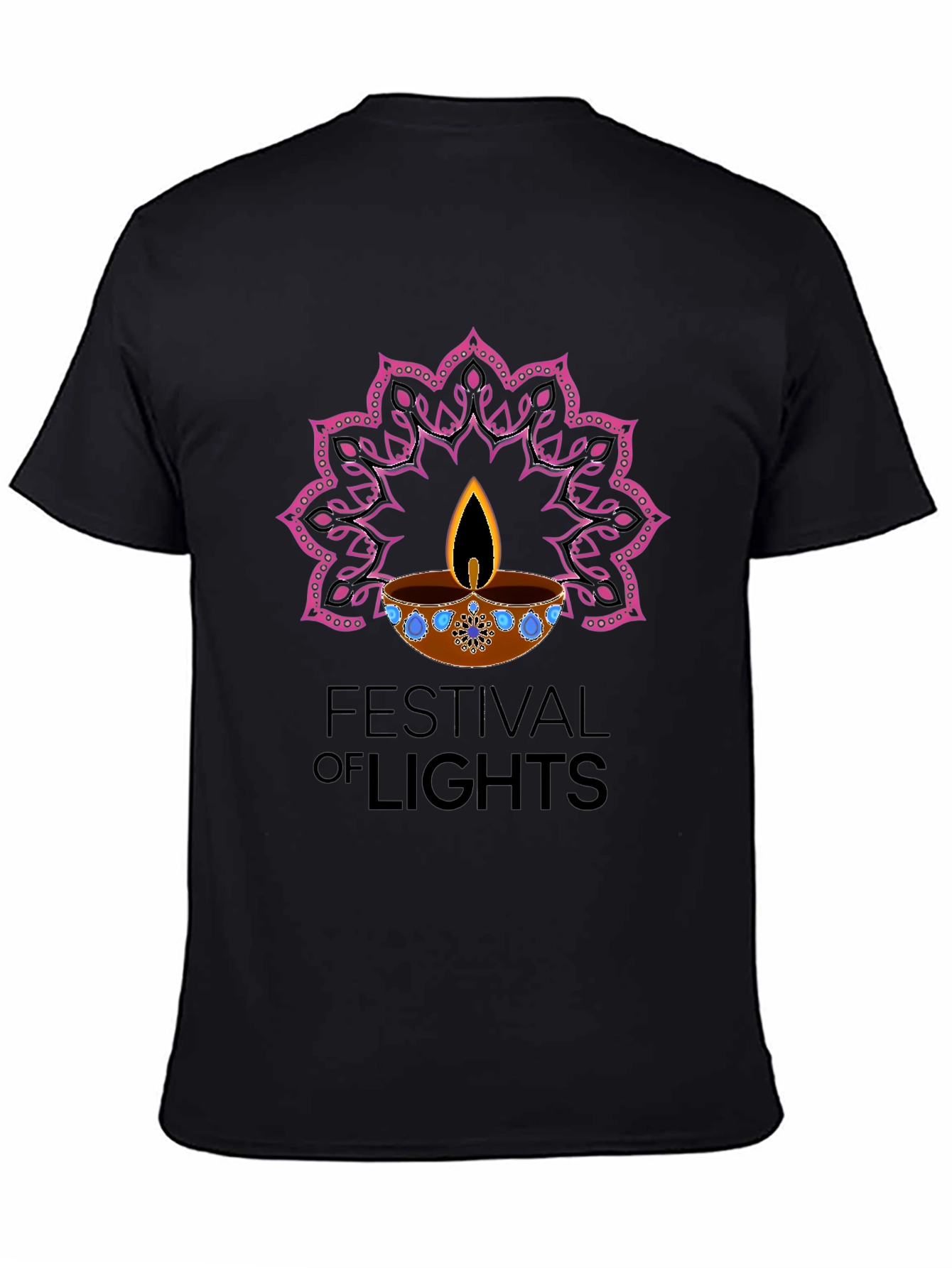 Black Festival of Lights Graphic T-Shirt view 4