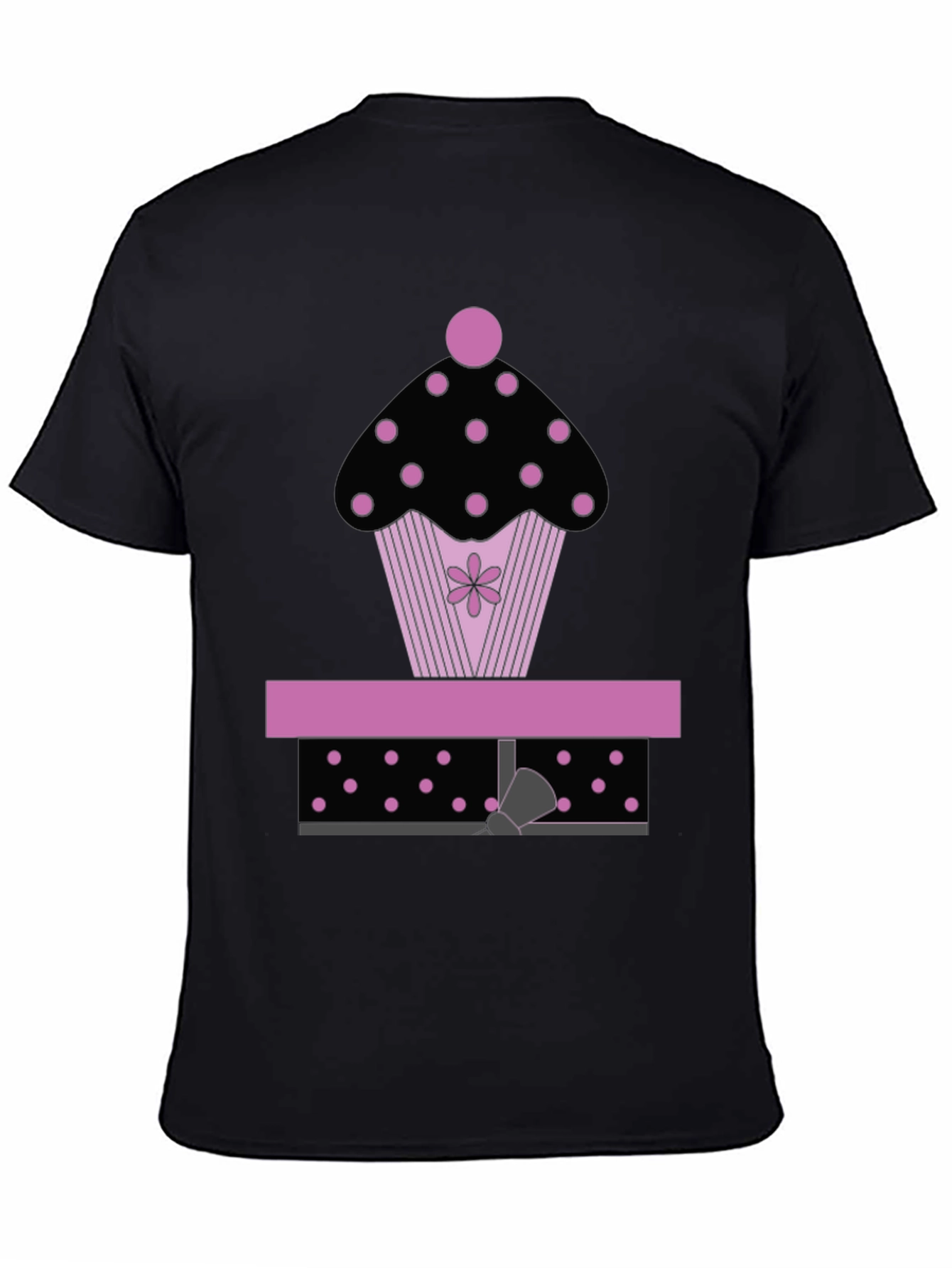 Black Cupcake Gift Graphic Tee - Black T-Shirt view 4