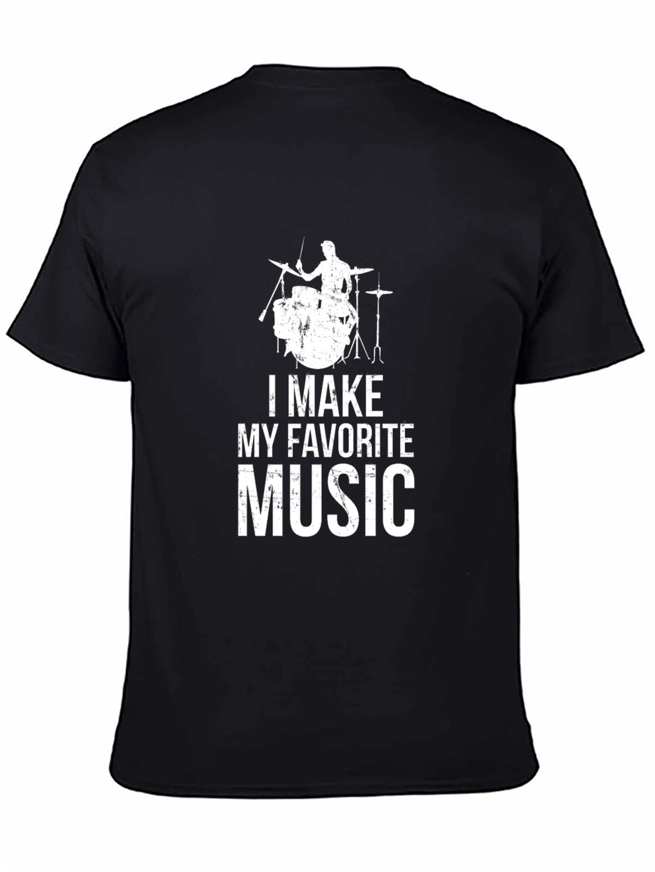 Black Drummer T-Shirt - I Make My Favorite Music view 4