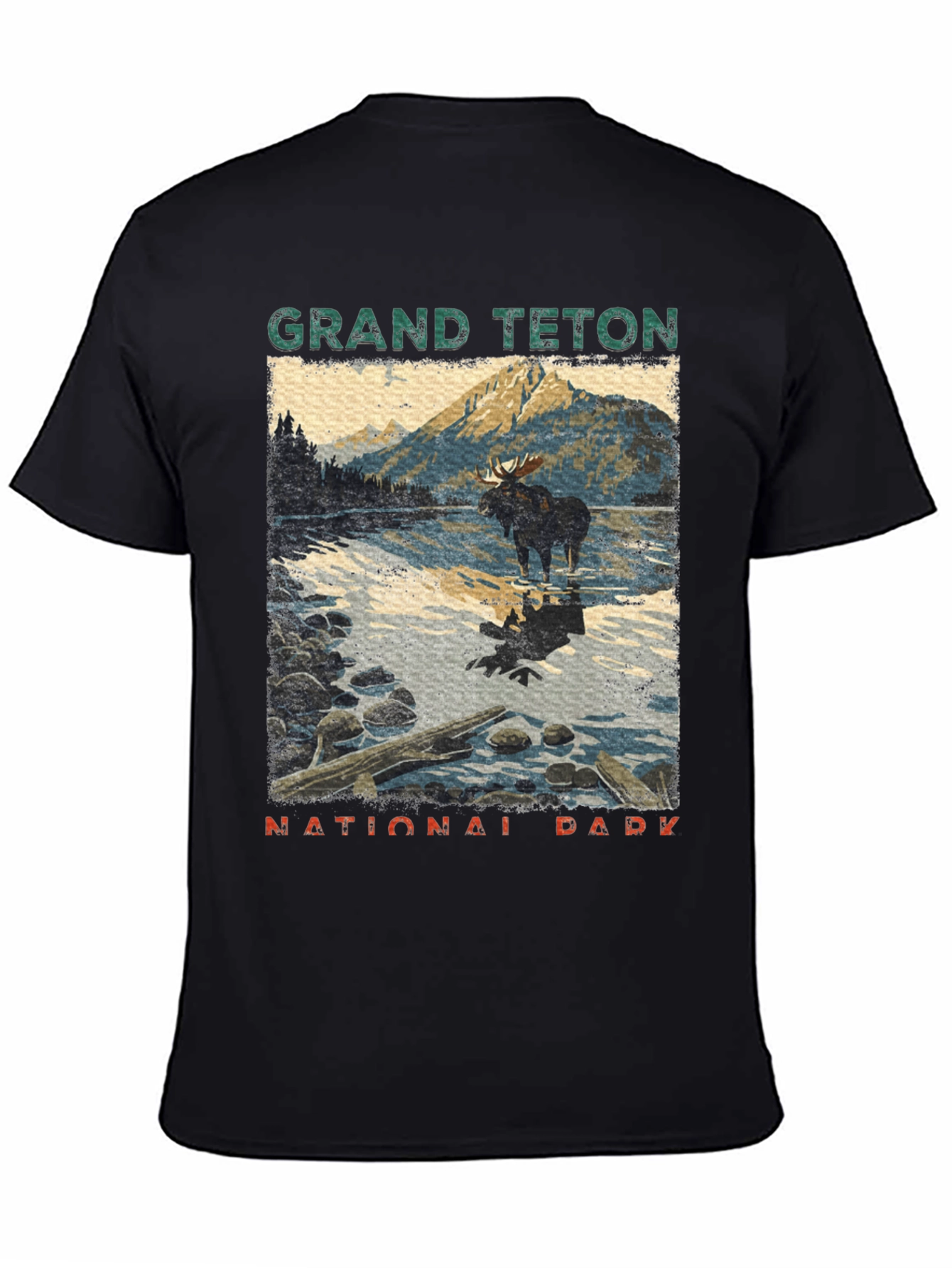 Black Grand Teton National Park Moose Graphic Tee view 4