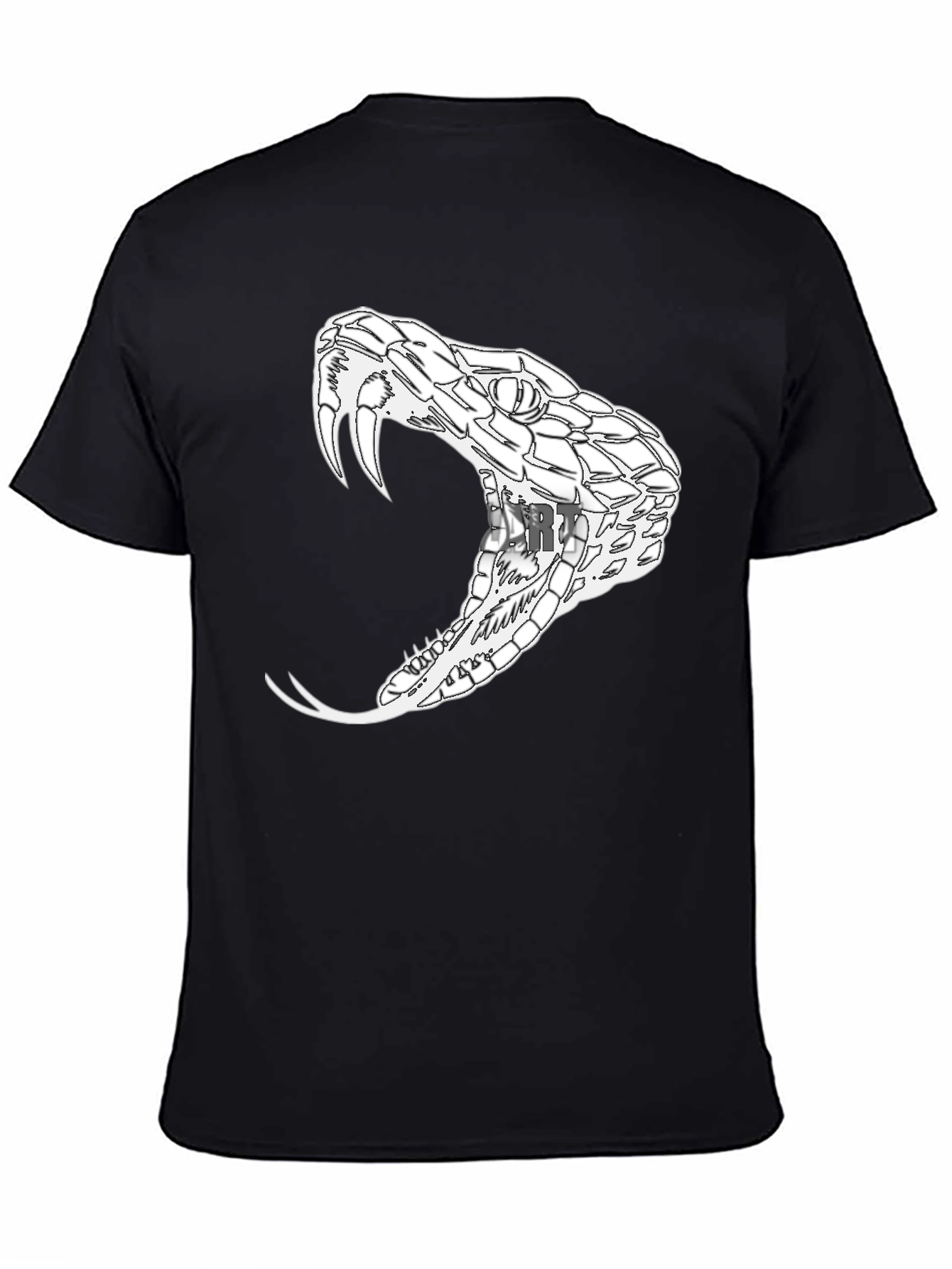 Black Men's Black T-Shirt with Snake Graphic view 4