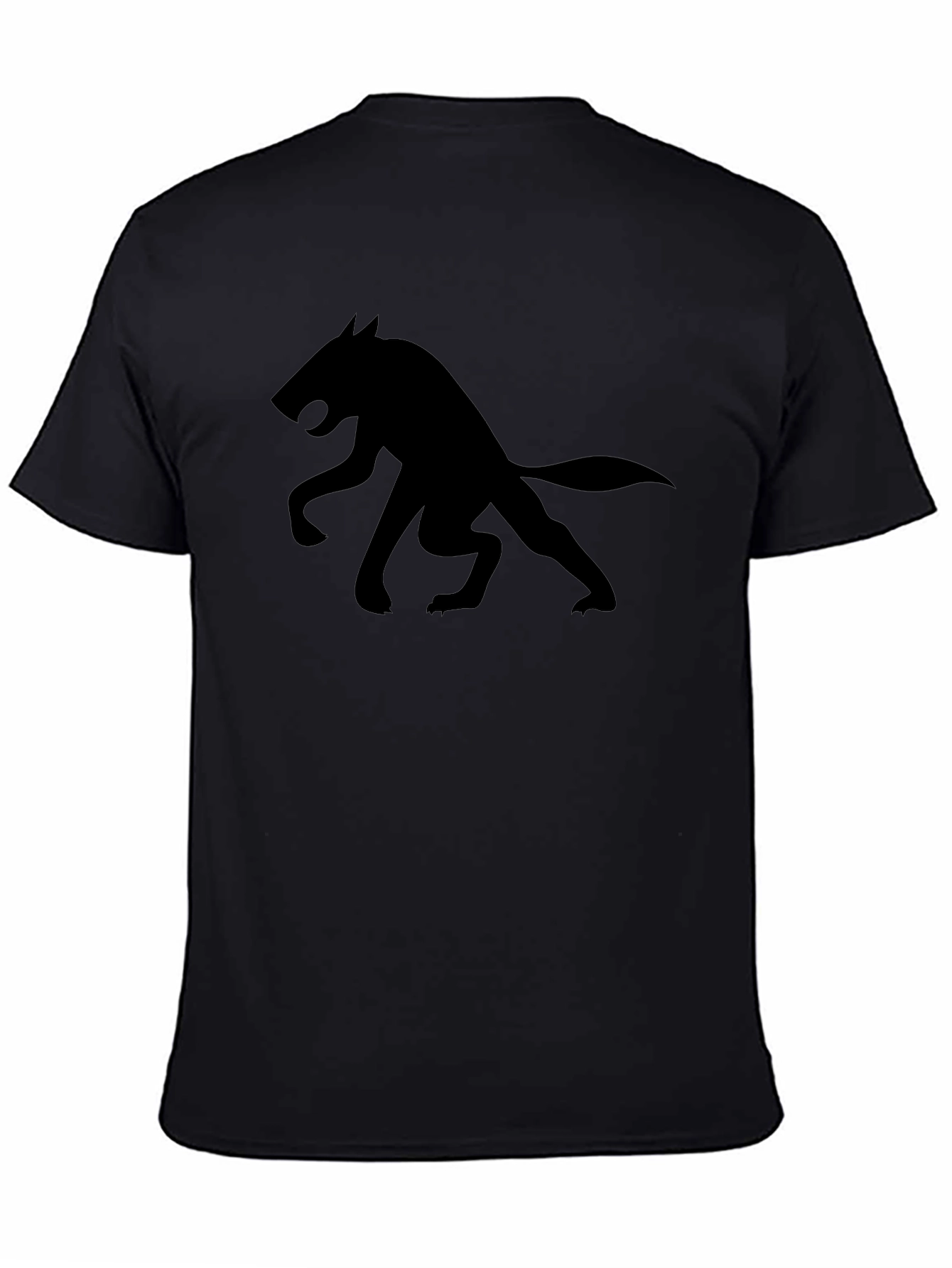 Black Men's Black Wolf Graphic Tee - Casual Short Sleeve Shirt view 4