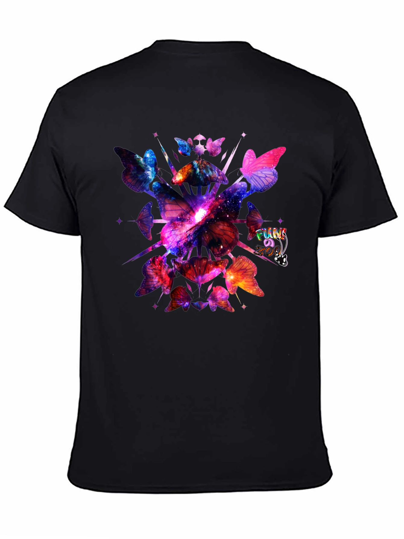 Black Galaxy Butterfly Graphic Black T-Shirt view 4