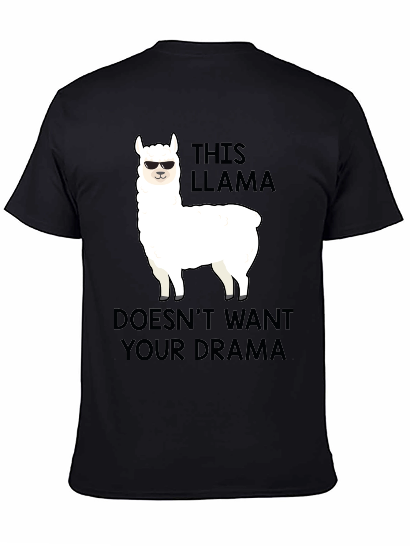 Black Llama Drama T-Shirt: Funny Graphic Tee for Men view 4