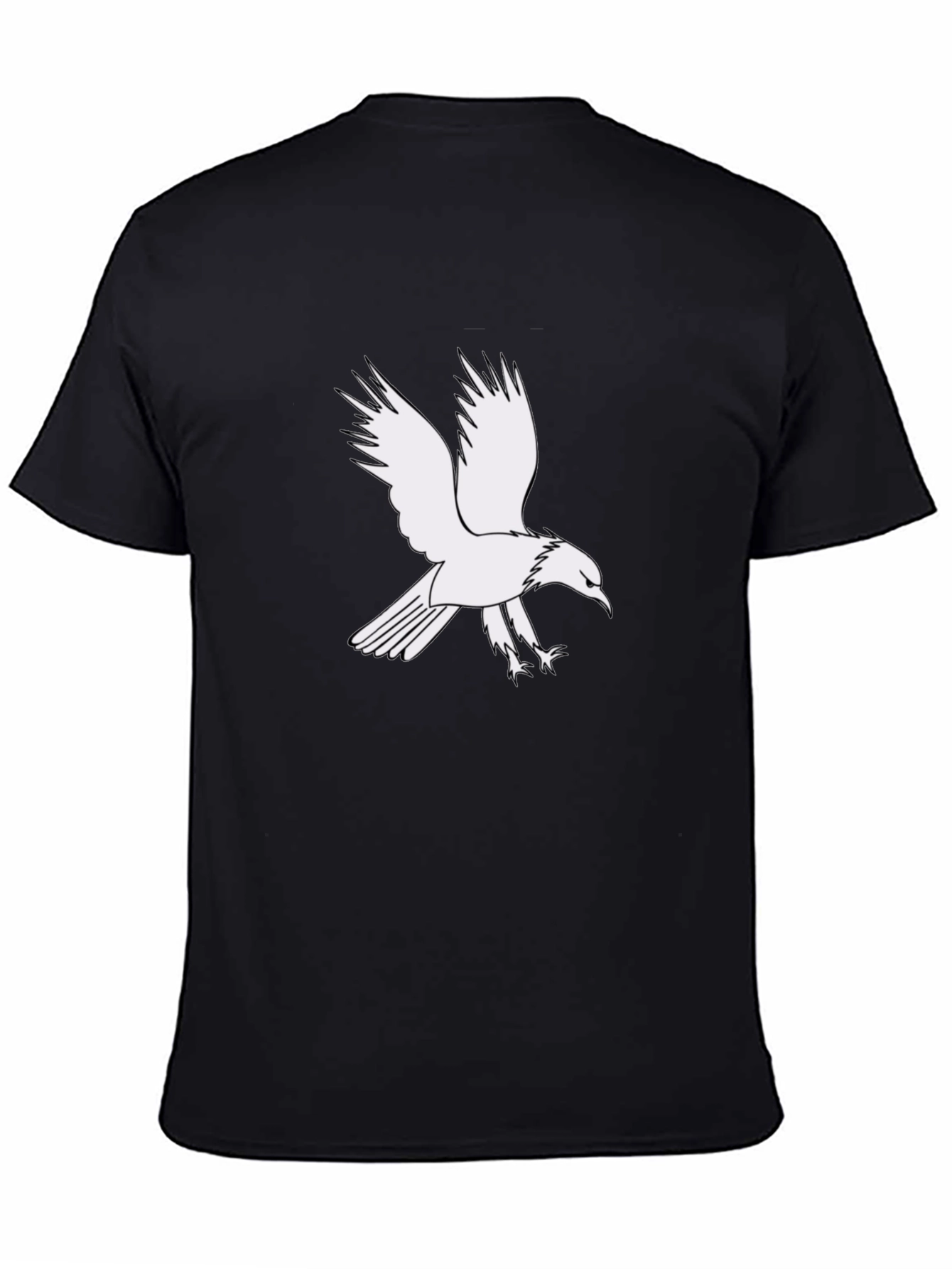 Black Men's Black T-Shirt with White Eagle Graphic view 4