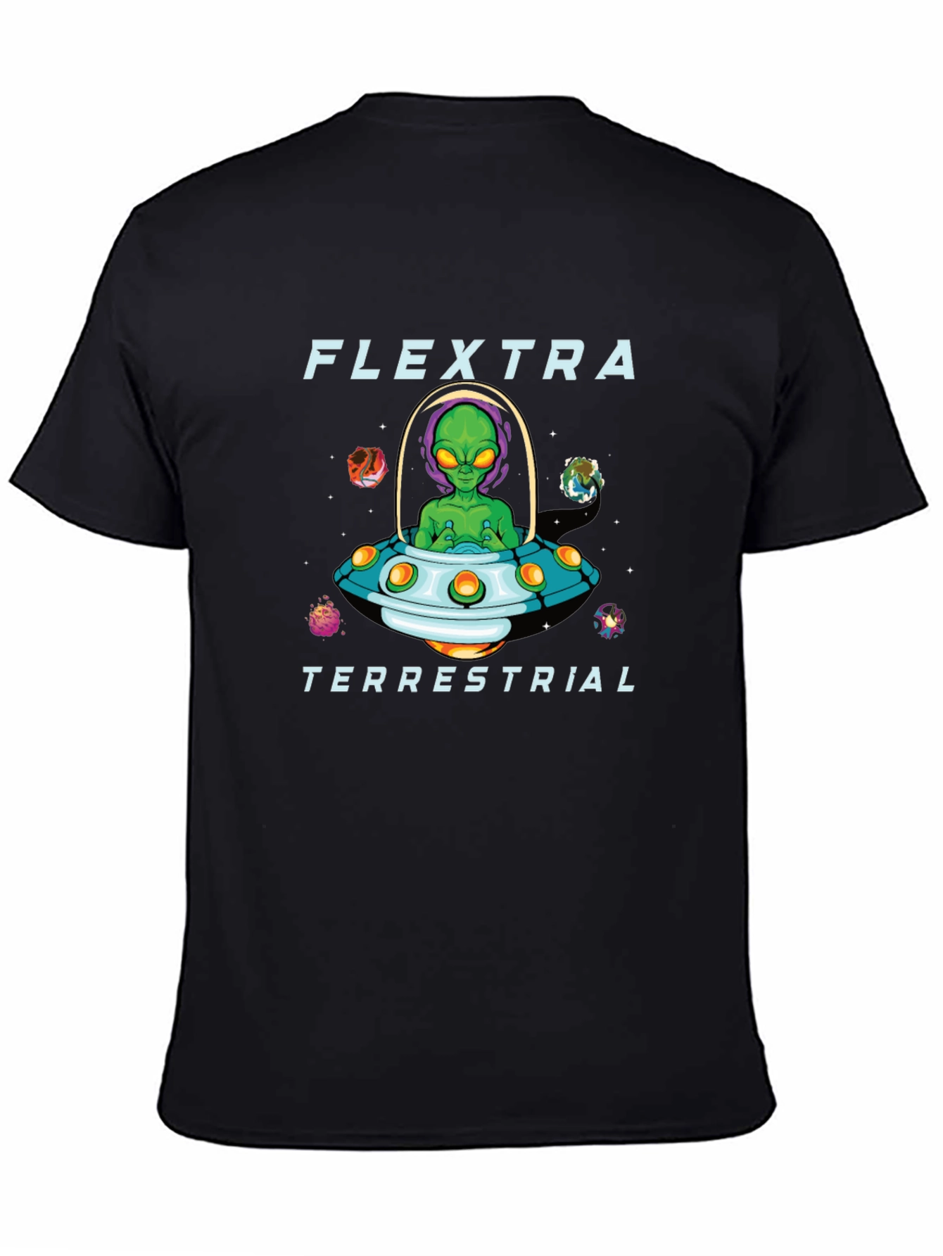 Black Flextra Terrestrial Alien Graphic T-Shirt view 4