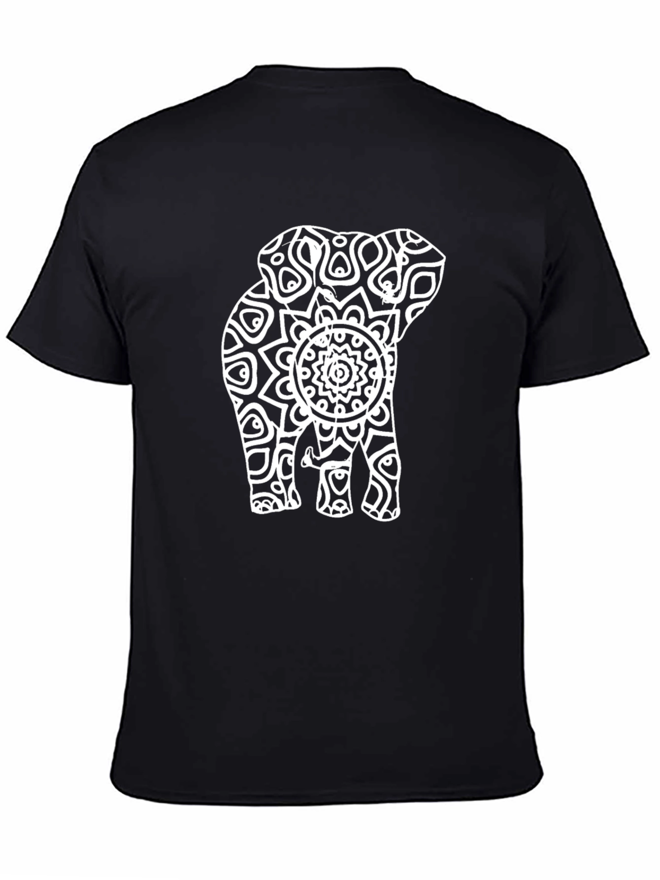 Black Elephant Mandala Graphic Black T-Shirt view 4