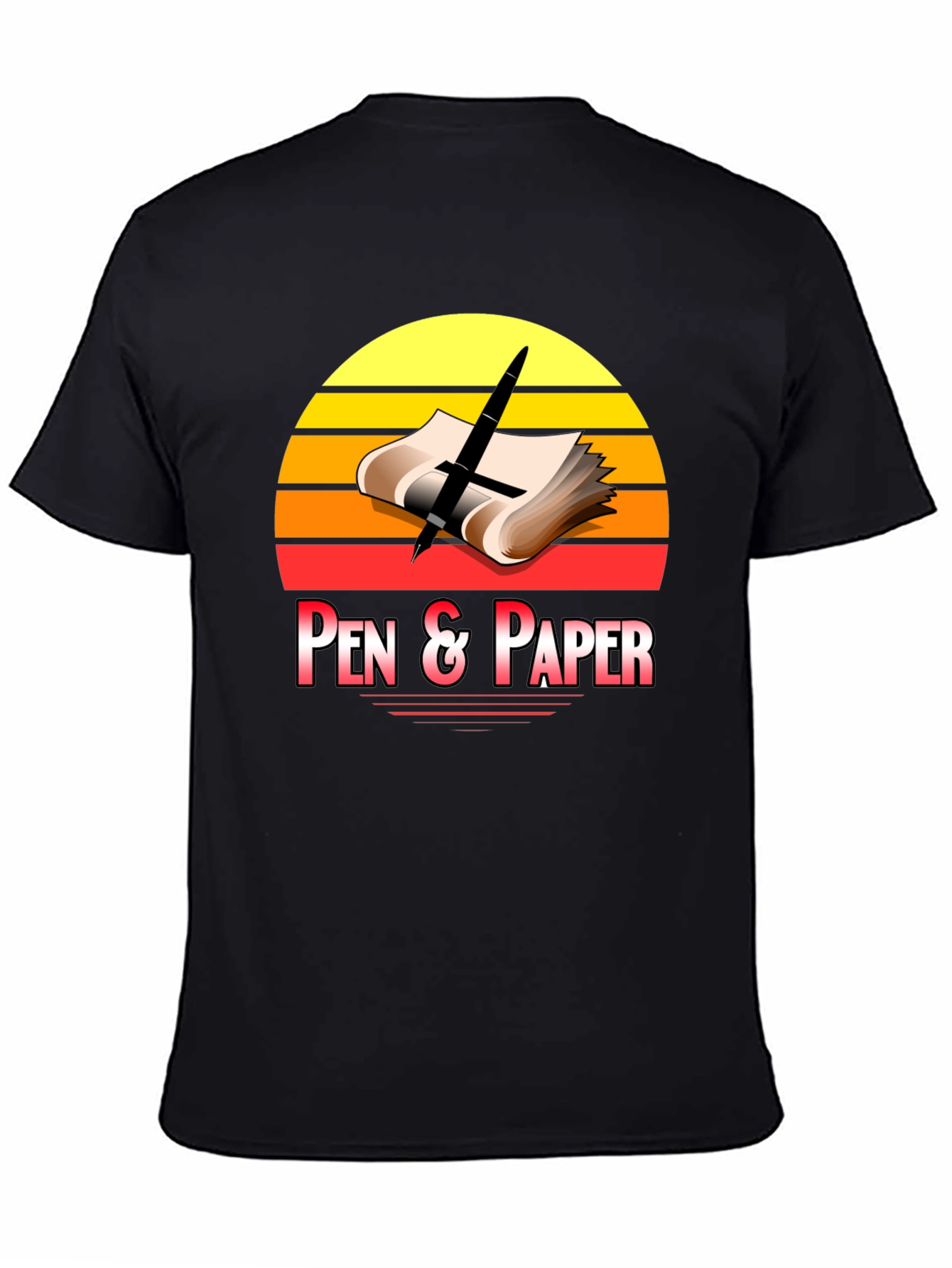 Black Pen and Paper Graphic Tee Retro Design view 4