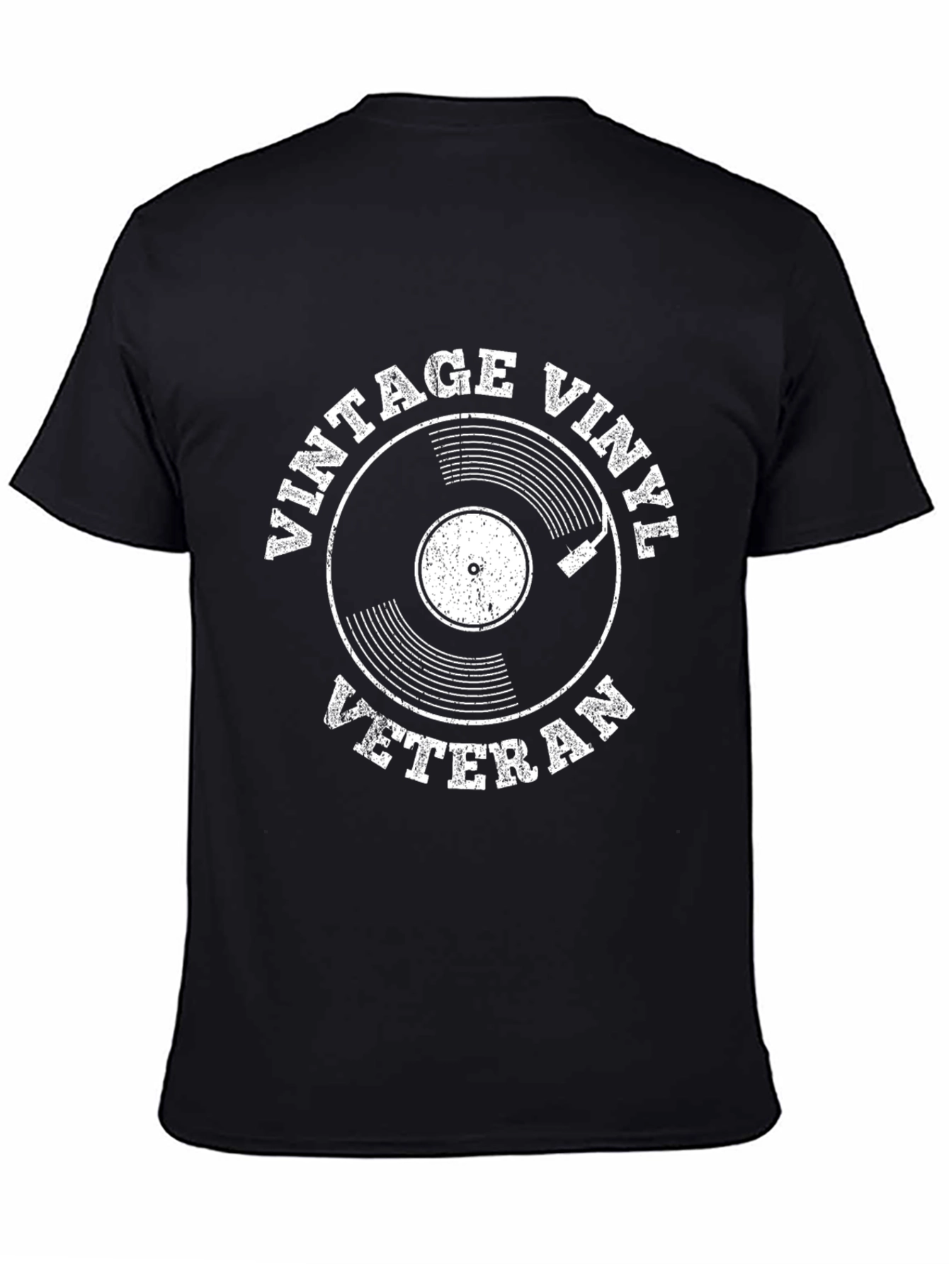 Black Vintage Vinyl Veteran Black Graphic Tee view 4