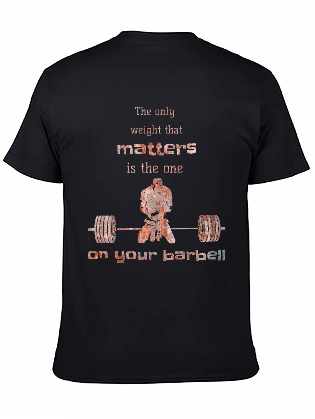 Black Weightlifting Motivation T-Shirt - Barbell Focus view 4