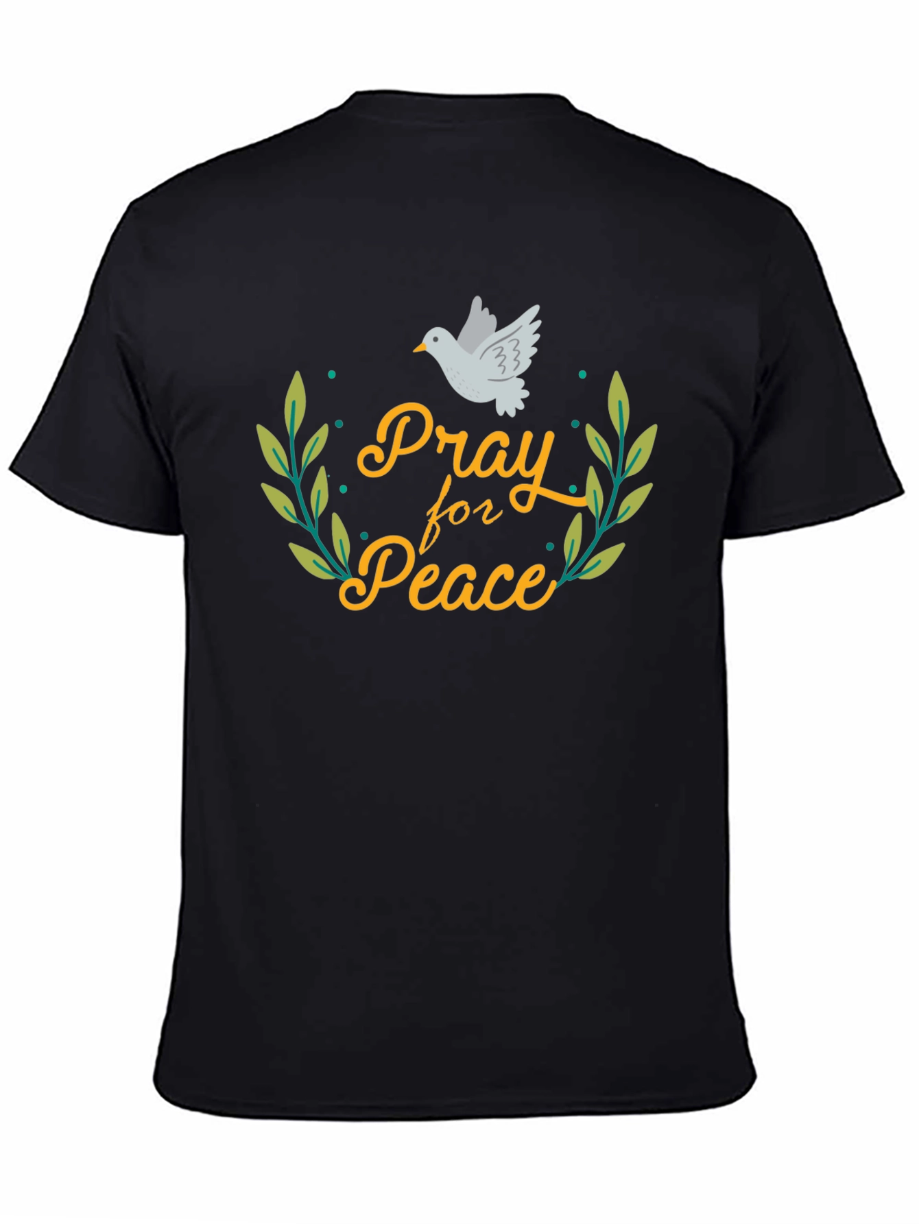 Black Pray for Peace Dove T-Shirt - Black view 4