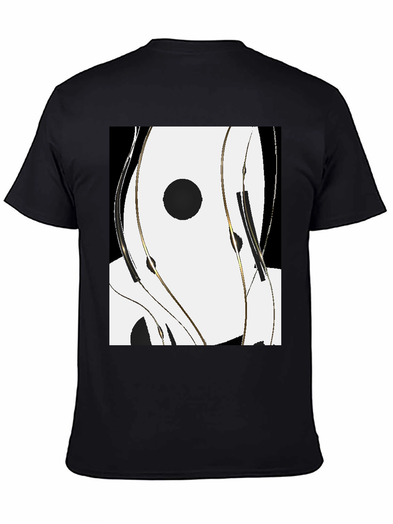 Black Abstract Black & White Graphic Tee view 4