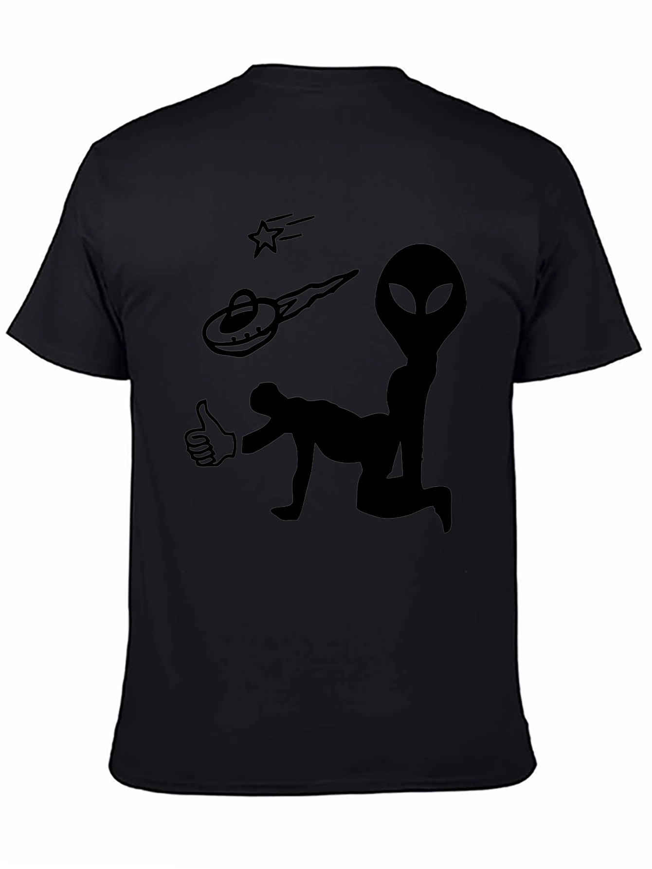 Black Alien Abduction Graphic Tee - Black Cotton T-Shirt view 4