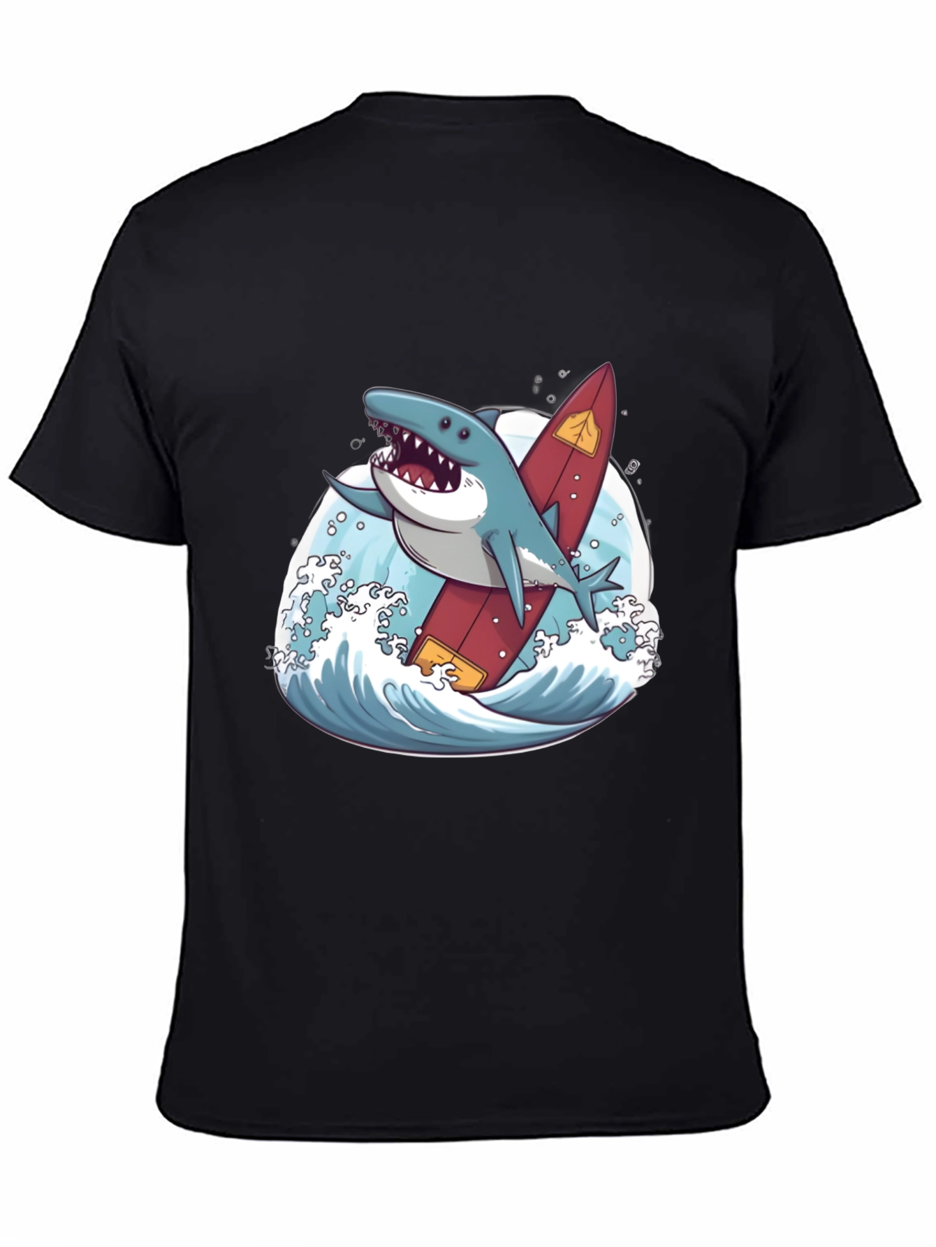 Black Shark Surfer T-Shirt - Fun Graphic Tee view 4