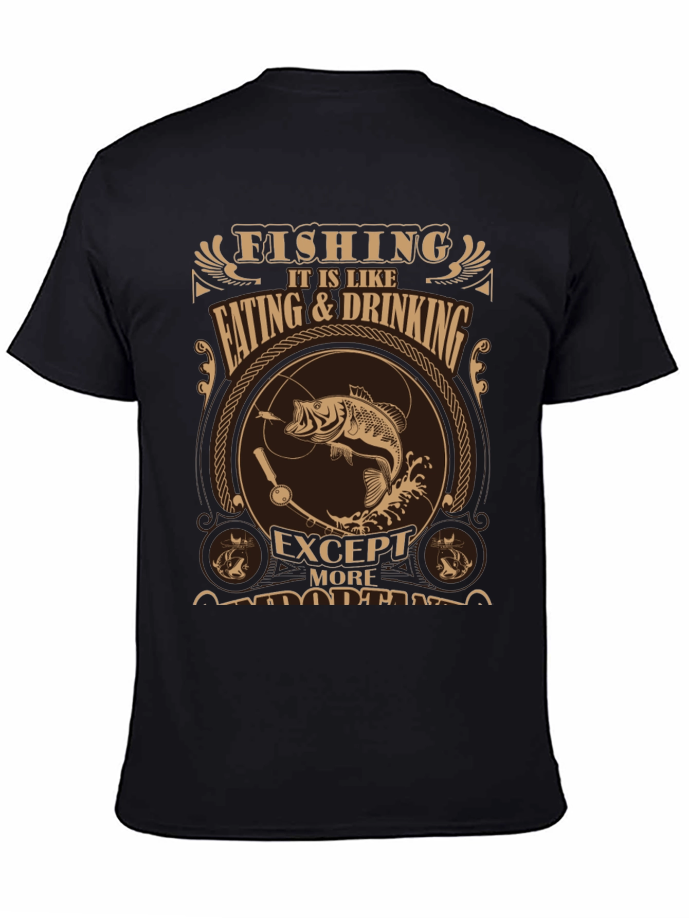 Black Fishing is Like Eating & Drinking T-Shirt view 4