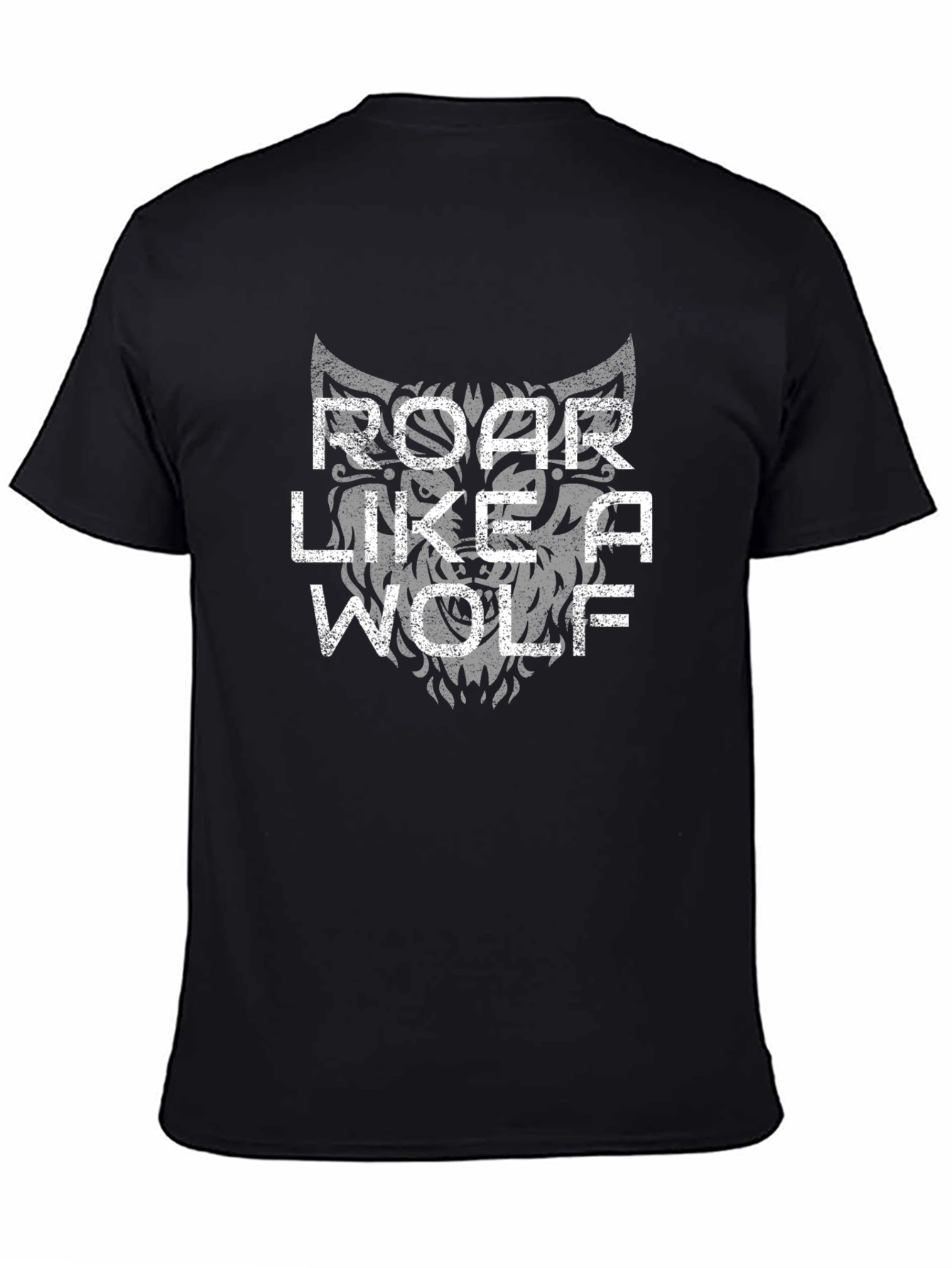 Black Roar Like A Wolf Graphic Tee - Black view 4