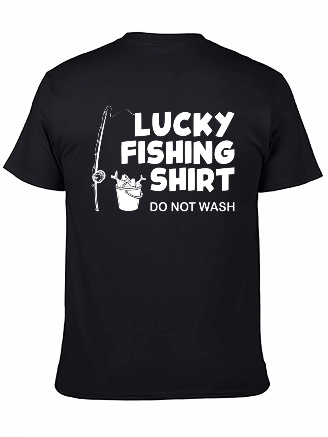 Black Lucky Fishing Shirt - Novelty Graphic Tee view 4
