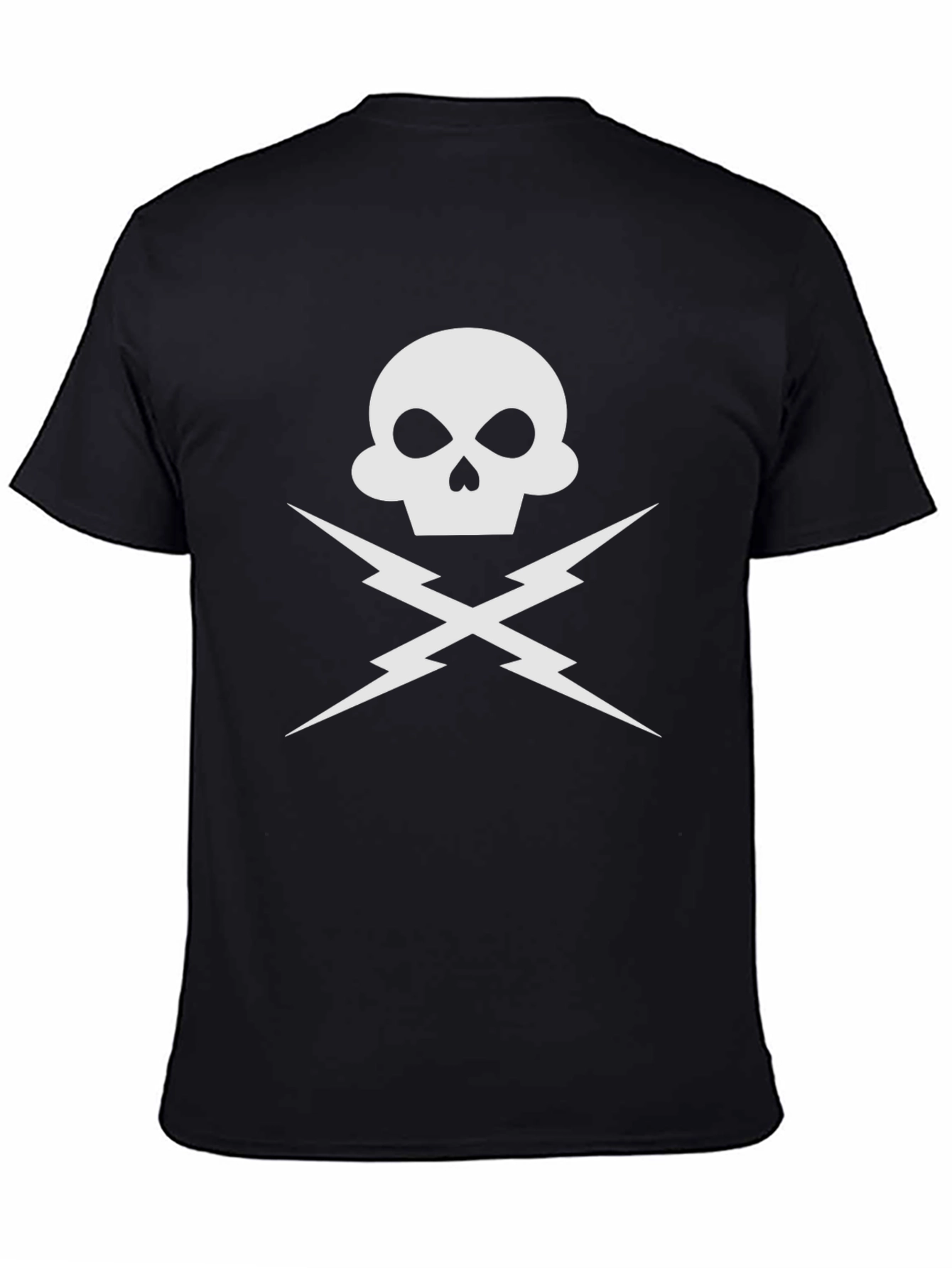 Black Skull & Lightning Bolt Graphic Tee - Bold Design view 4
