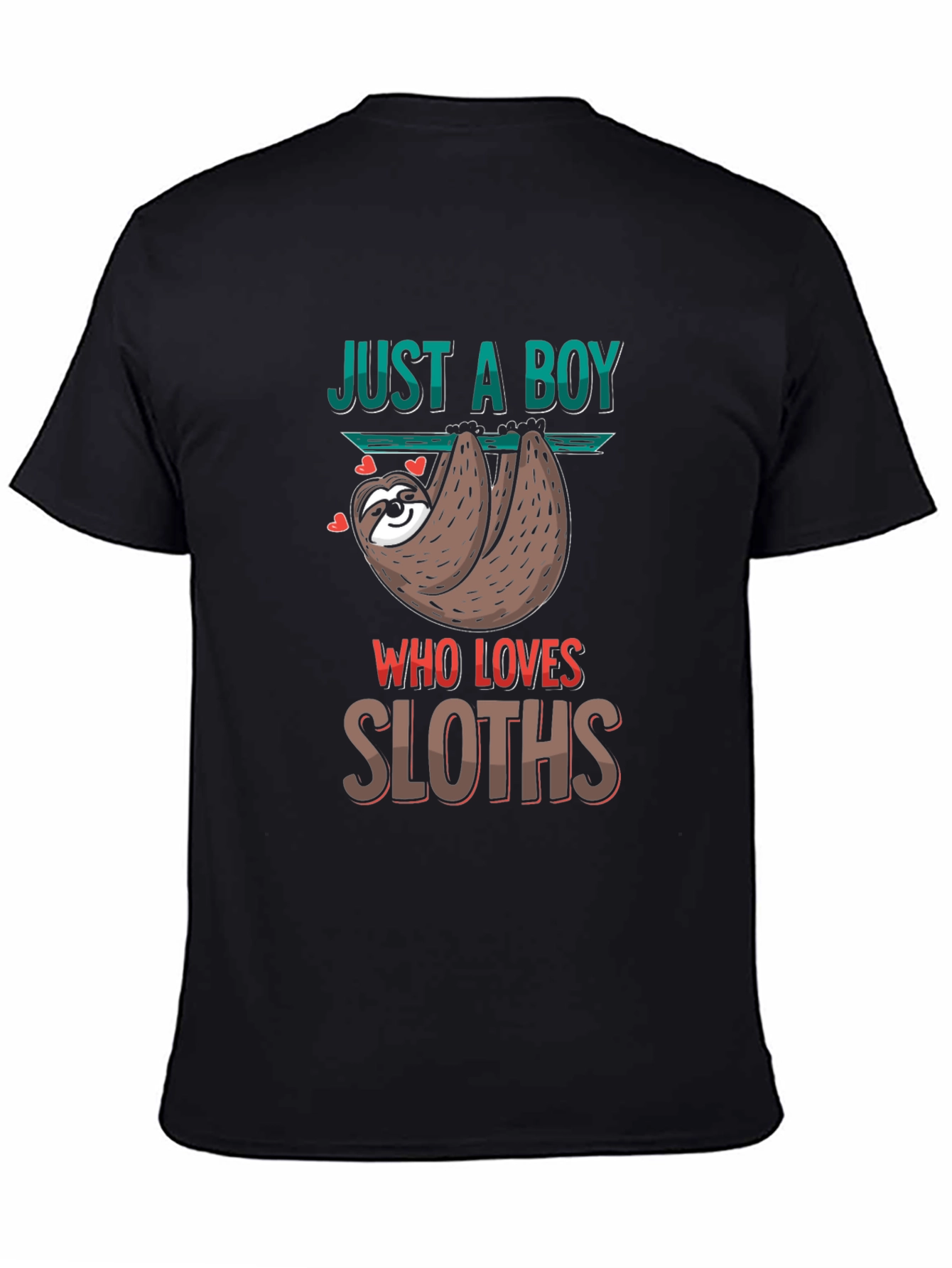 Black Just A Boy Who Loves Sloths T-Shirt view 4