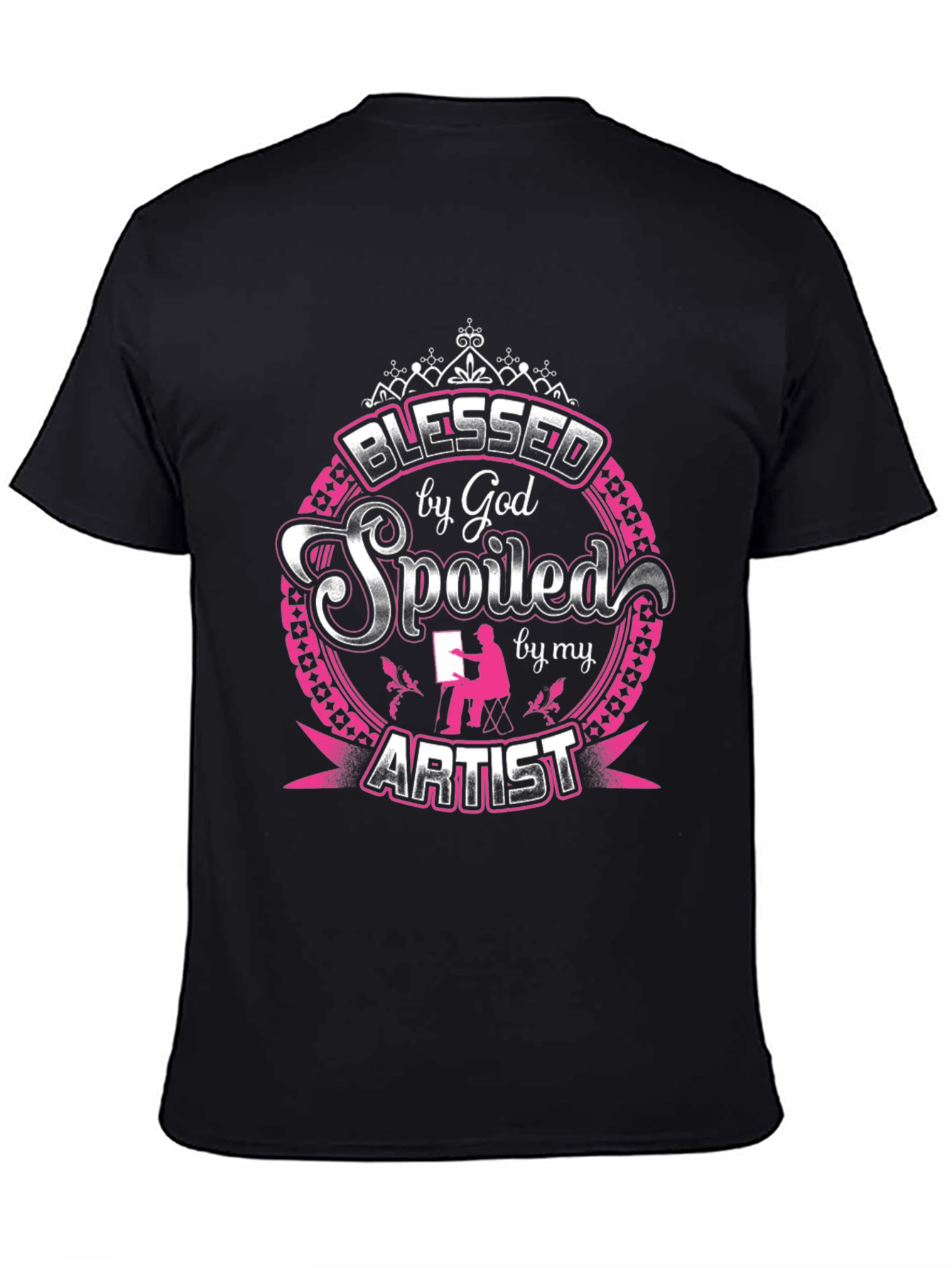 Black Blessed by God Artist T-Shirt - Unique Gift view 4