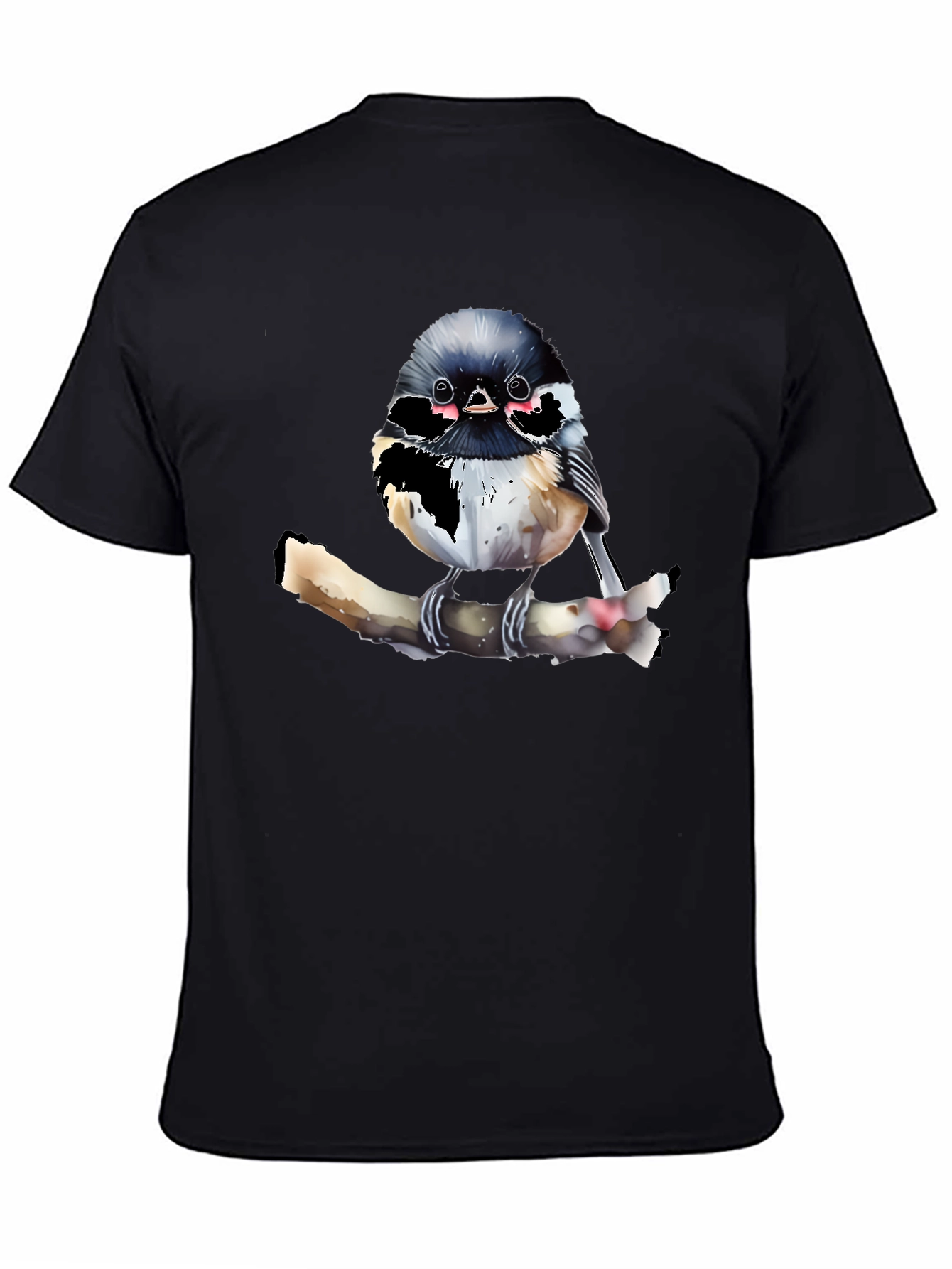 Black Chickadee Bird Graphic T-Shirt view 4