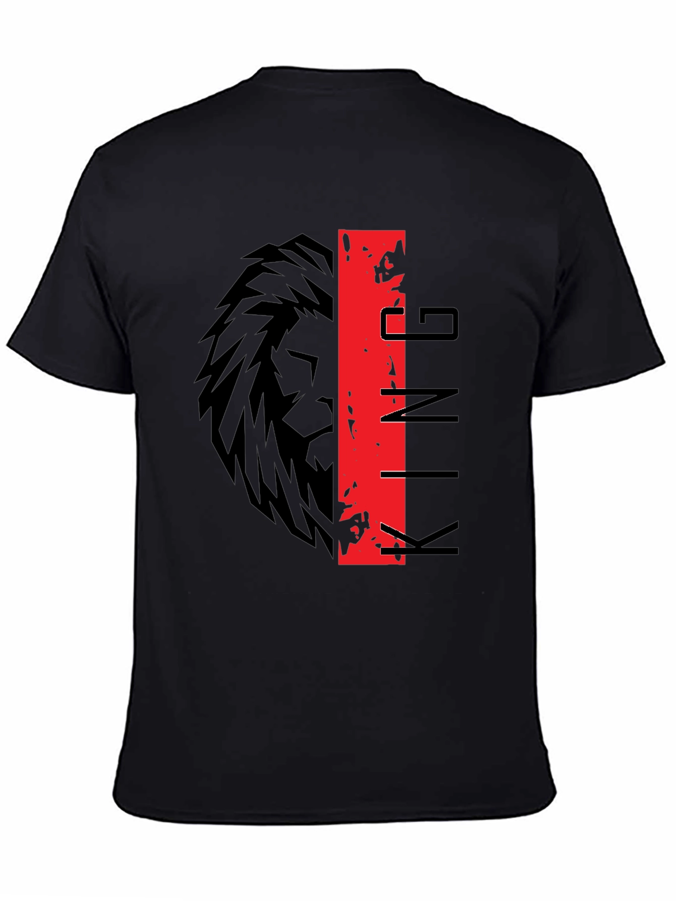 Black King Lion Graphic Print Black T-Shirt view 4