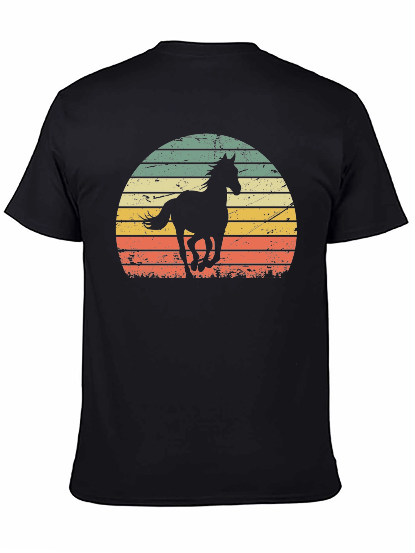 Black Retro Horse Sunset Graphic Tee view 4