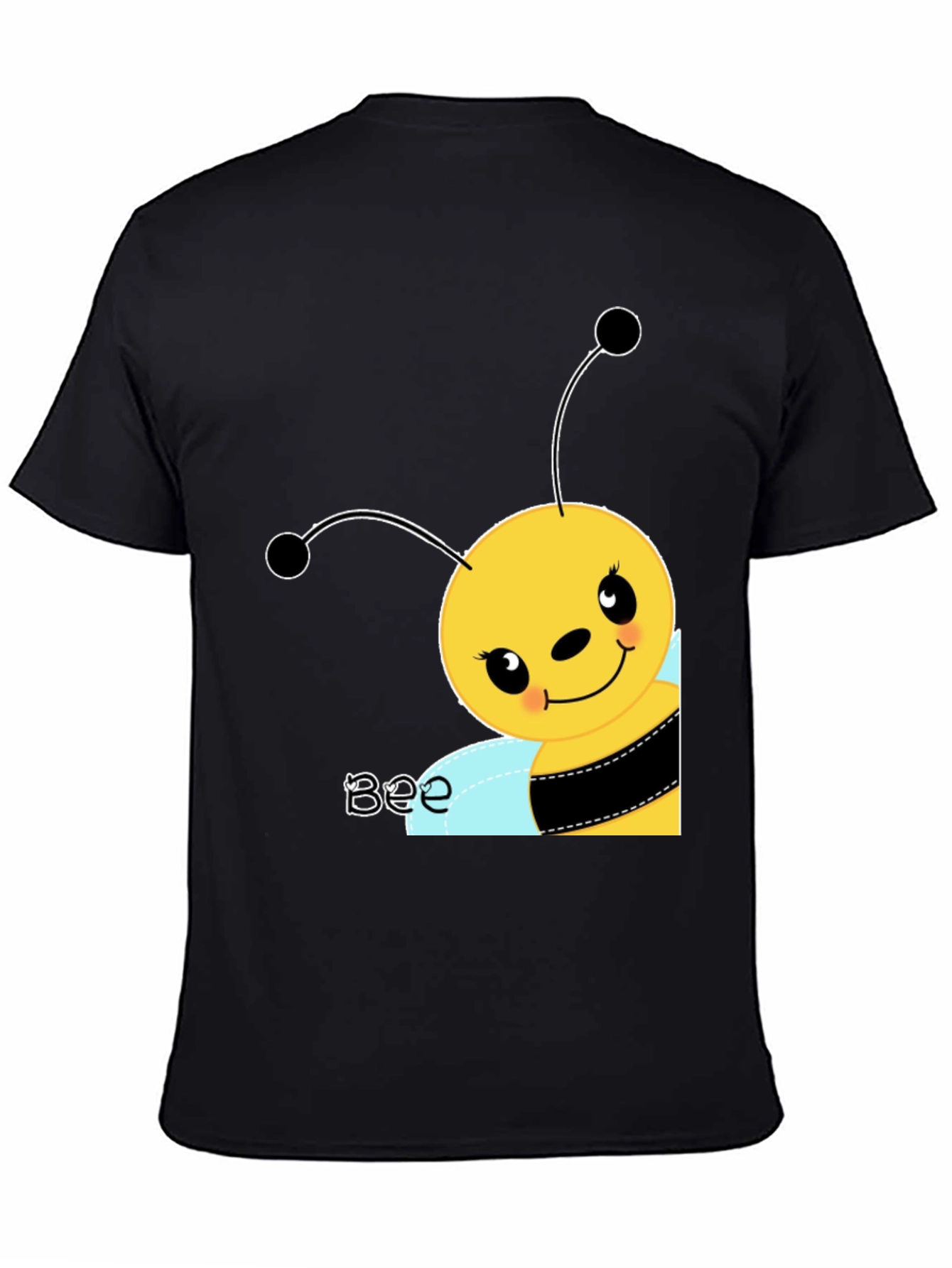 Black Cute Cartoon Bee Graphic Tee view 4