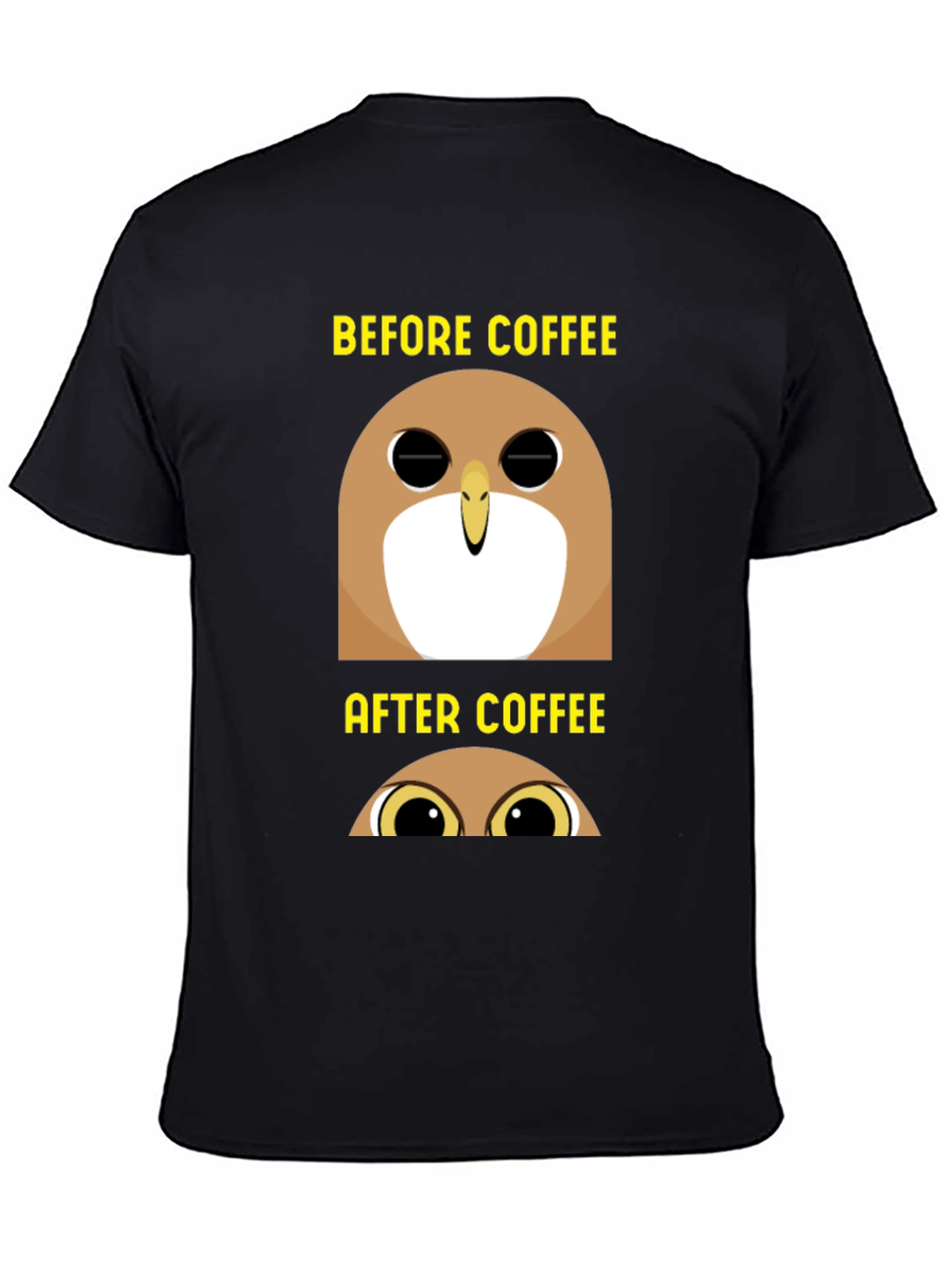 Black Before & After Coffee Owl T-Shirt - Black view 4
