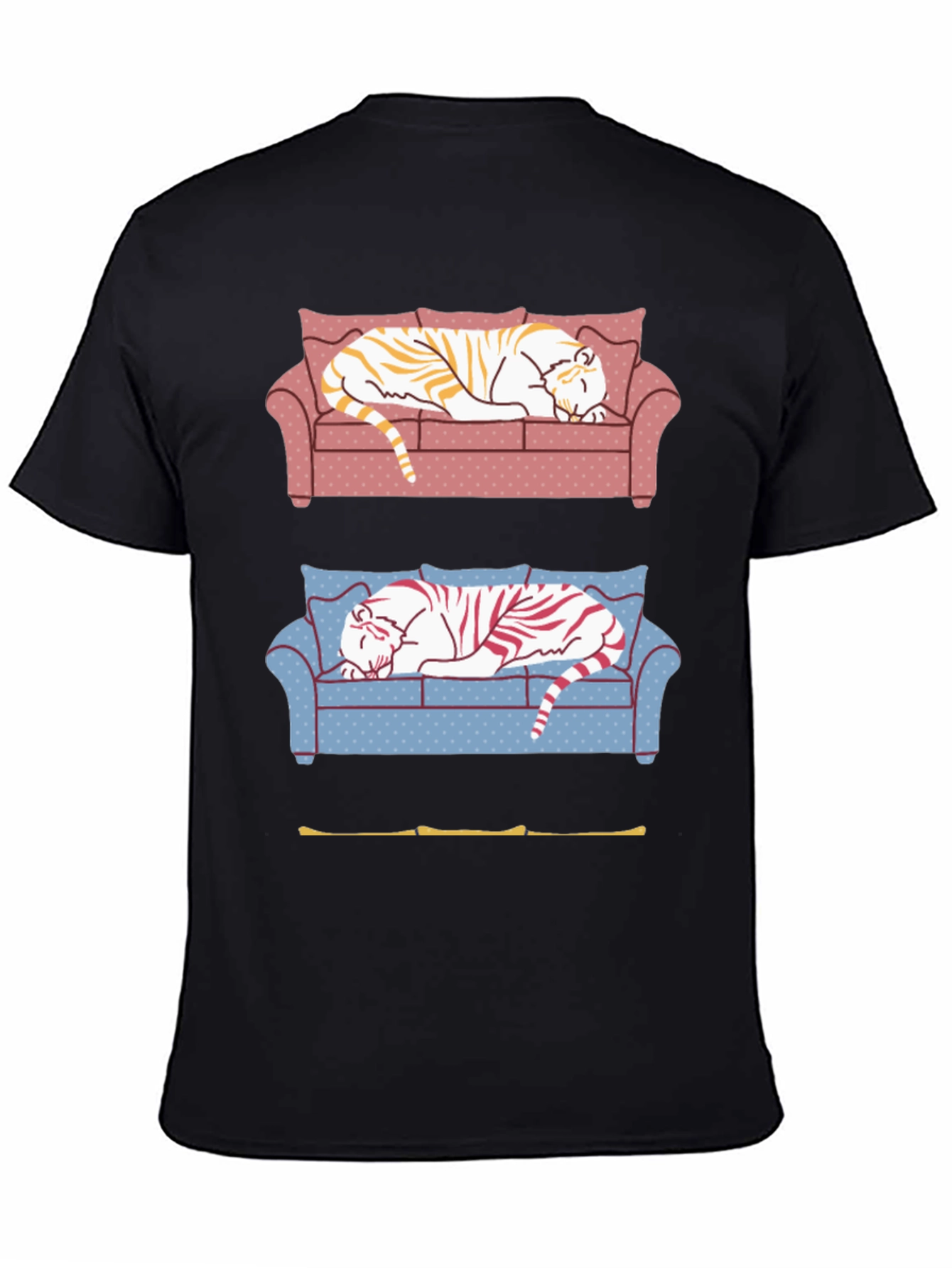 Black Tiger on Couch Graphic T-Shirt view 4