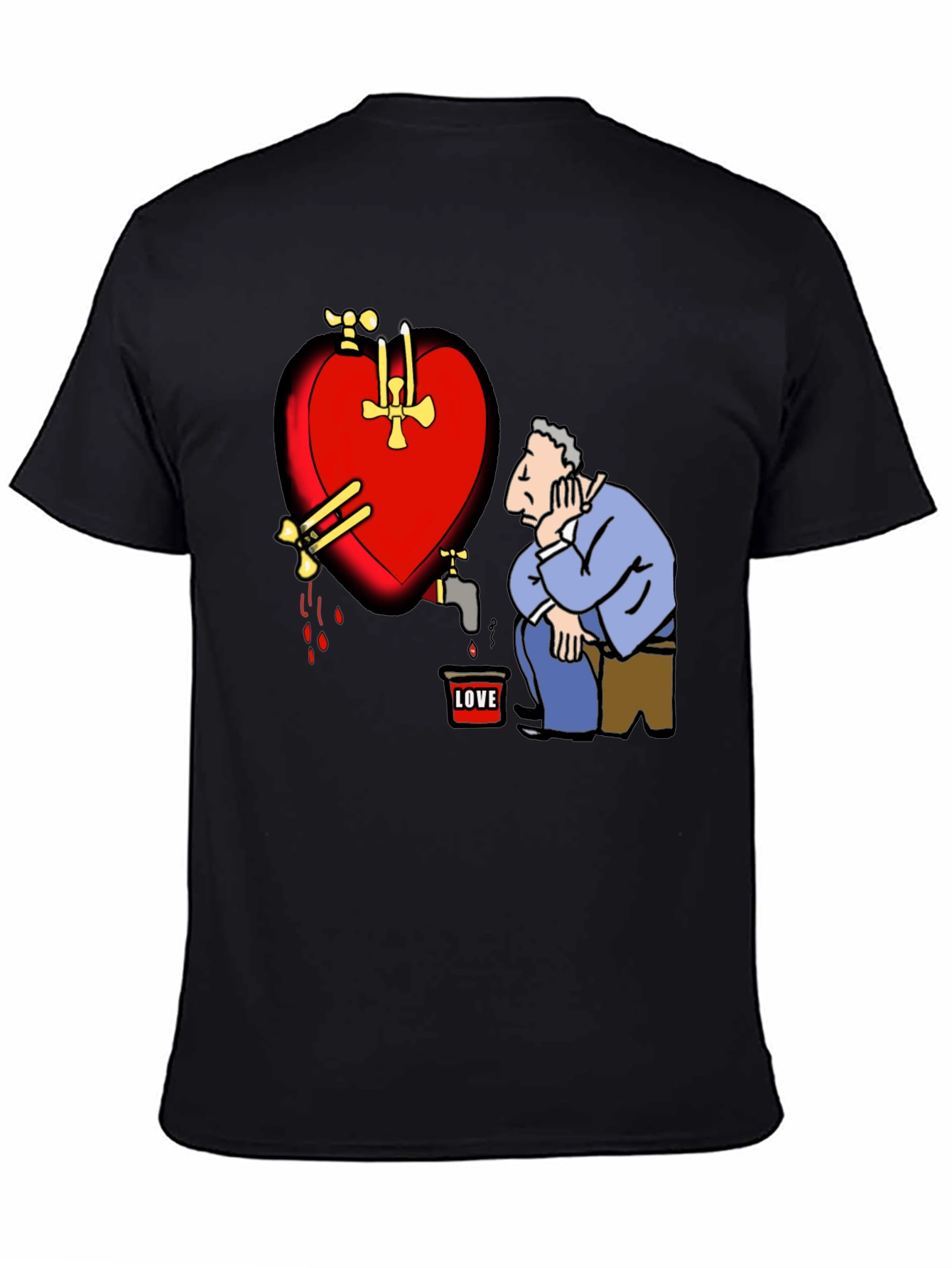 Black Sad Heart T-Shirt - Graphic Novelty Tee view 4