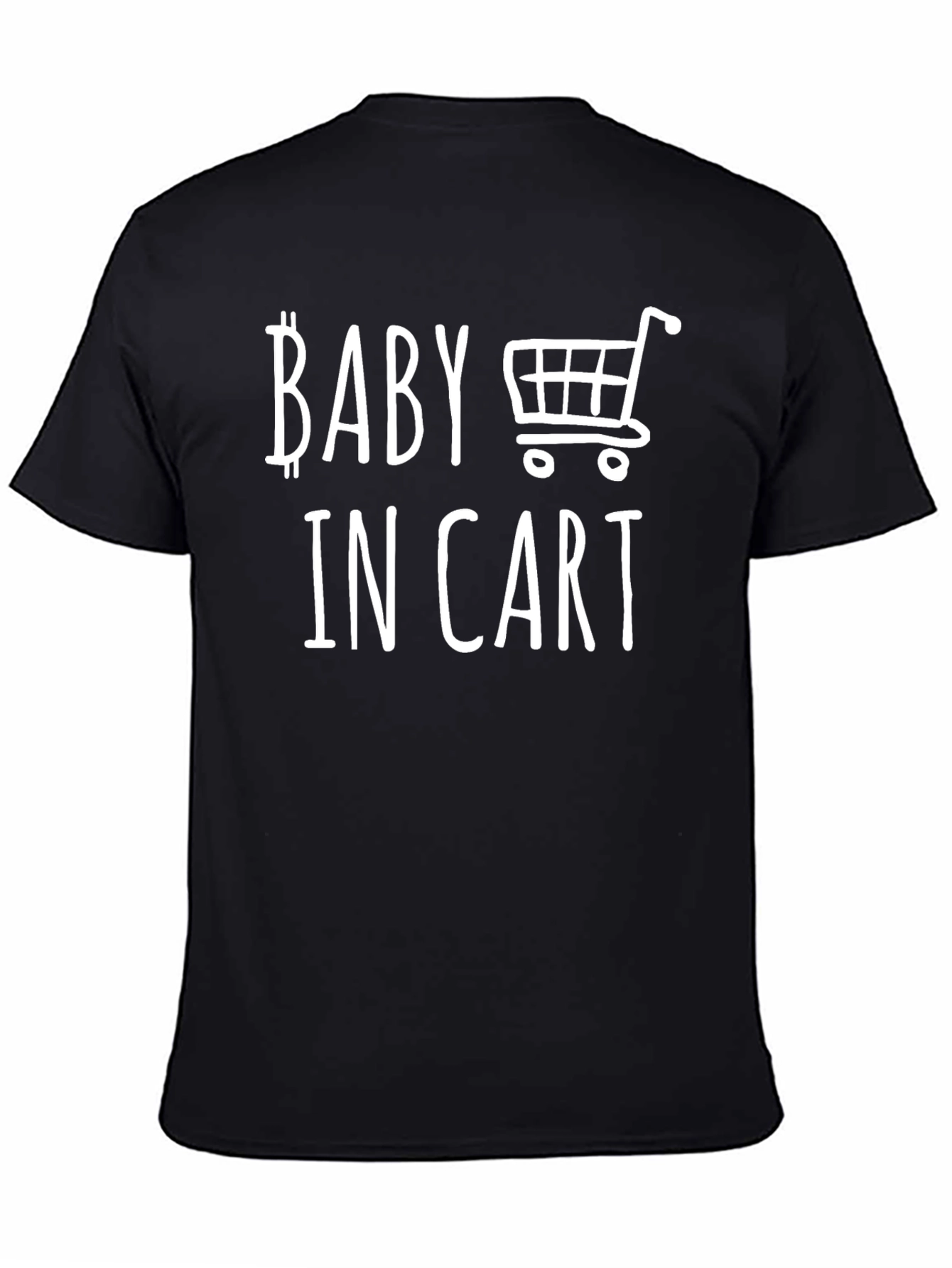 Black Baby In Cart Graphic T-Shirt - Black Cotton Tee view 4