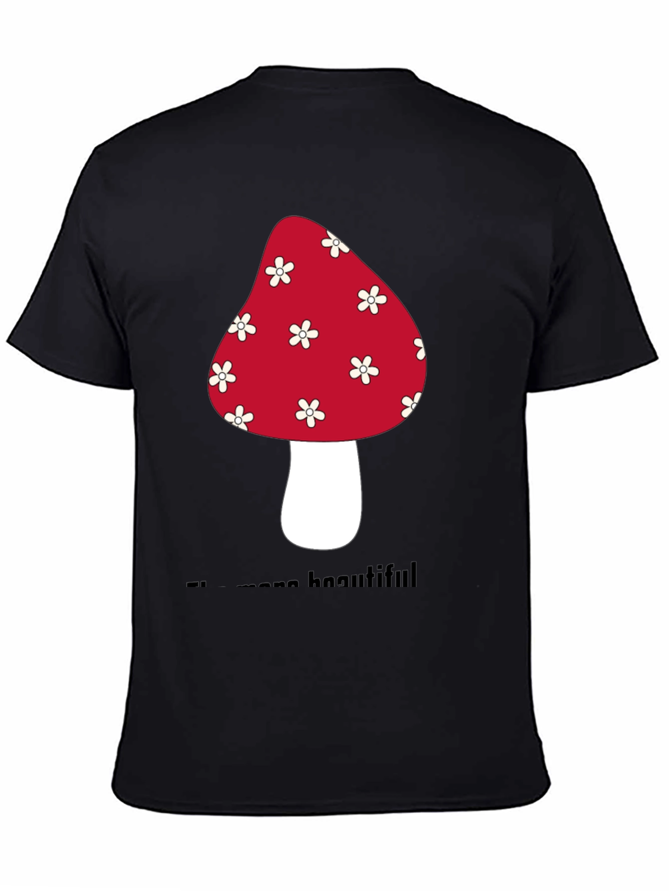 Black Mushroom Graphic T-Shirt - Unisex Cotton Tee view 4