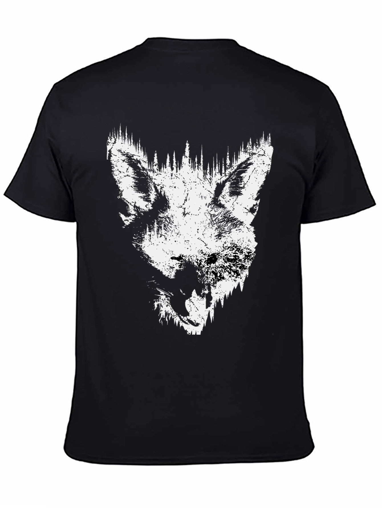 Black Wolf Graphic Print Black T-Shirt view 4