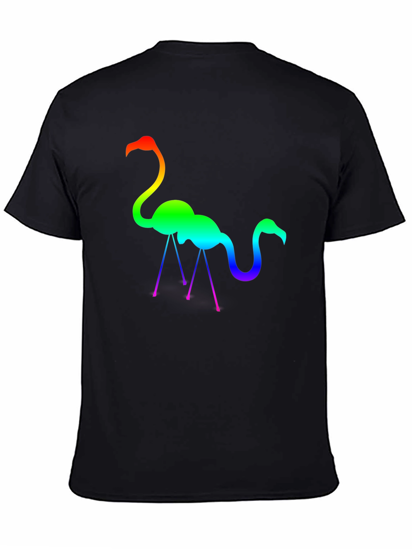 Black Rainbow Flamingo Graphic Tee - Stylish Cotton T-Shirt view 4