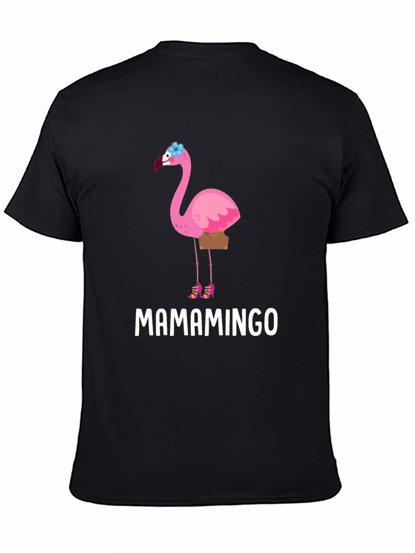 Black Mamamingo T-Shirt - Flamingo Graphic Tee view 4