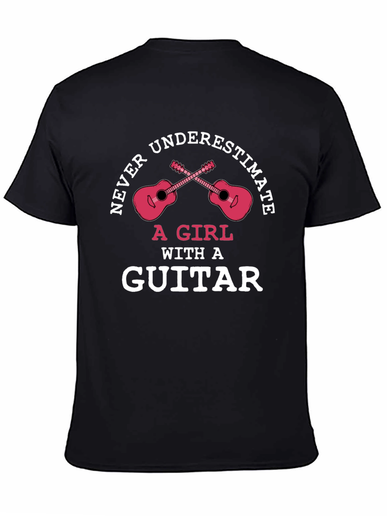 Black Never Underestimate a Girl with a Guitar T-Shirt view 4