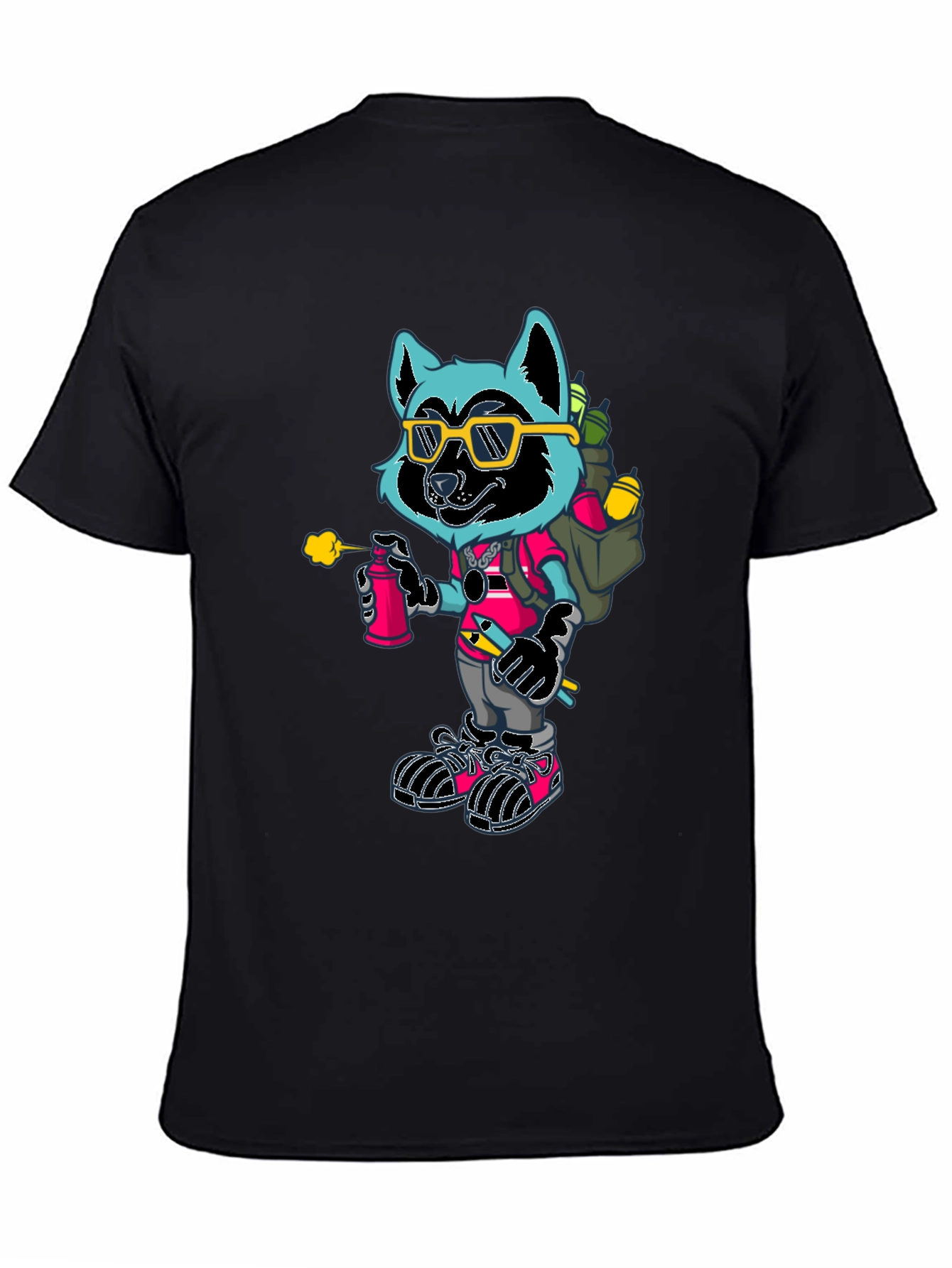 Black Cool Raccoon Graphic Tee view 4