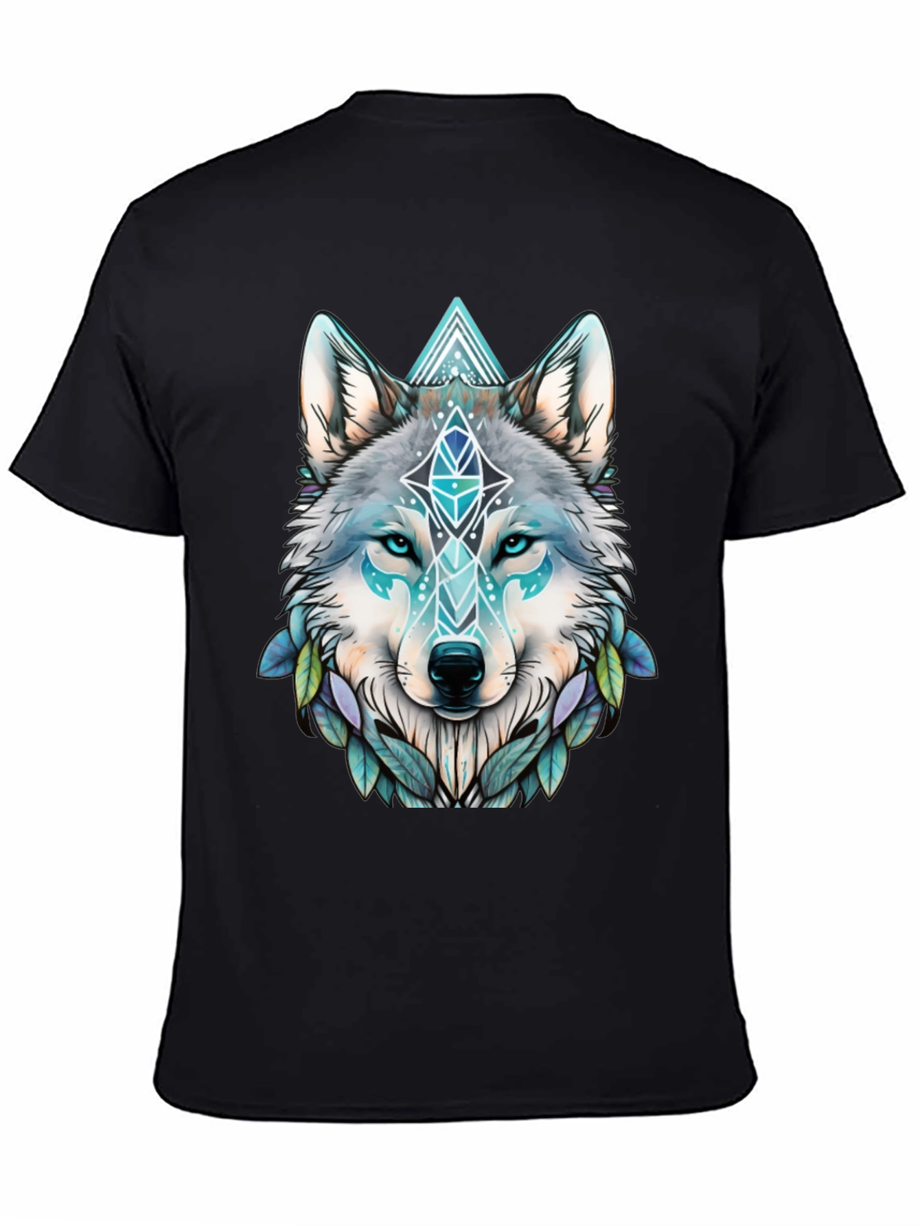 Black Wolf Graphic Tee - Geometric Design view 4