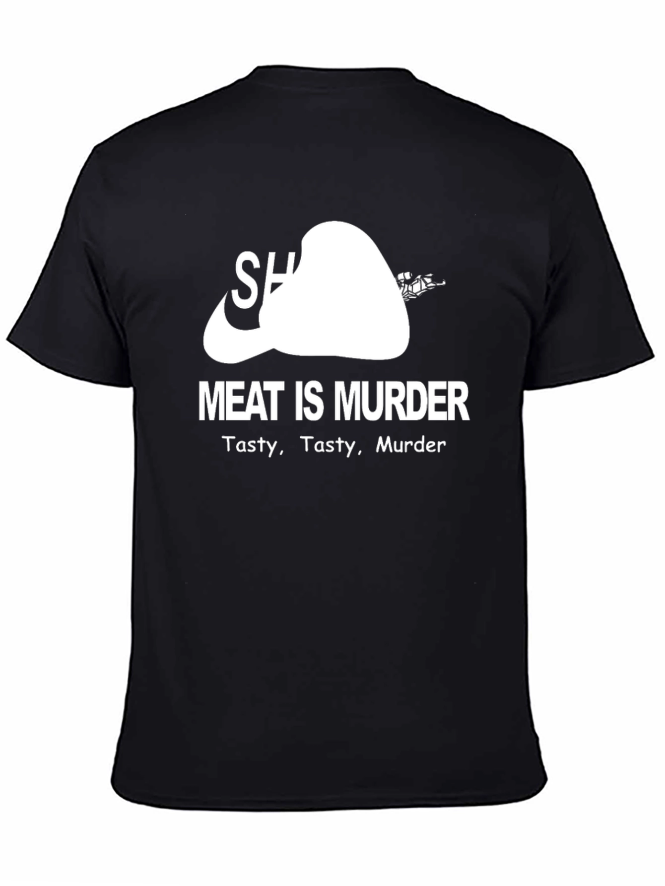 Black Meat is Murder T-Shirt - Funny Vegetarian Tee view 4