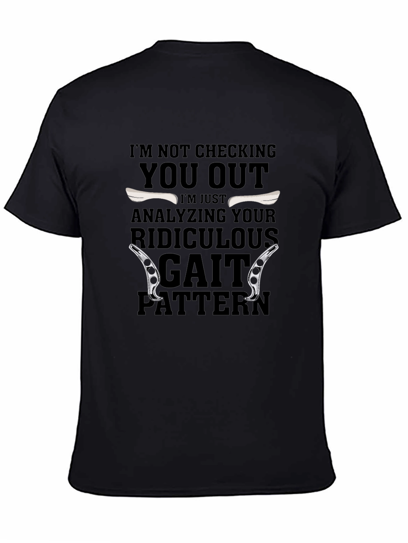 Black Funny Gait Pattern T-Shirt view 4